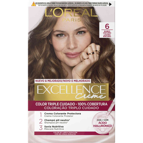 Coloração Permanente Creme Louro Escuro 6 LOréal Paris Excellence