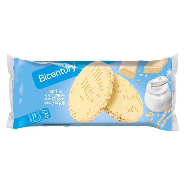 Tortitas de Arroz Integral Chocolate Branco com Iogurte Bicentury