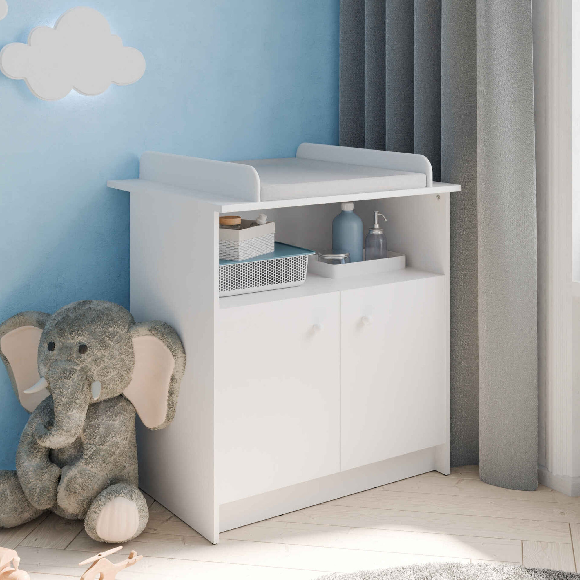 C&oacute;moda com Muda Fralda Branco Helicia