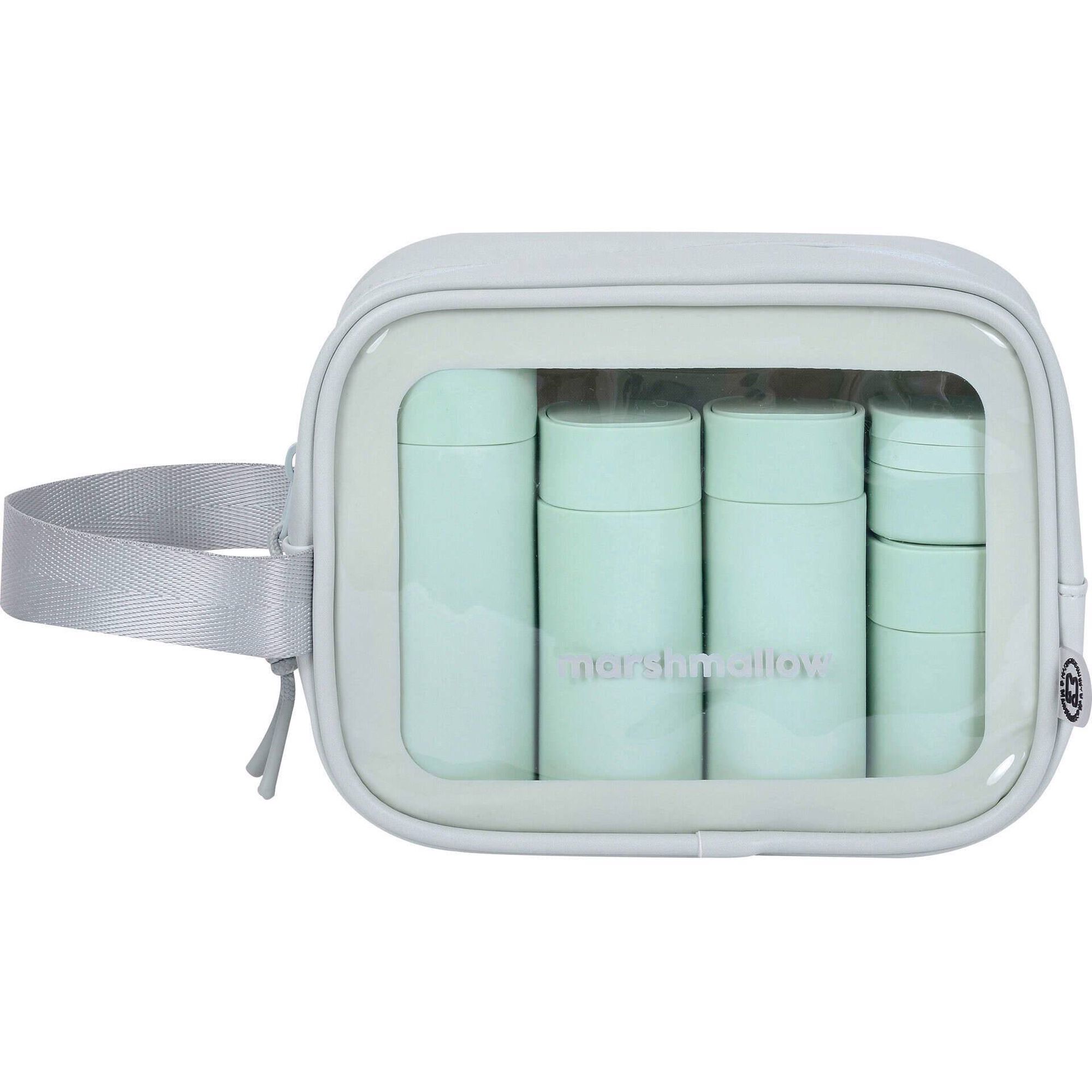 Conjunto Necessaire + 5 Frascos Reutiliz&aacute;veis Menta Marshmallow