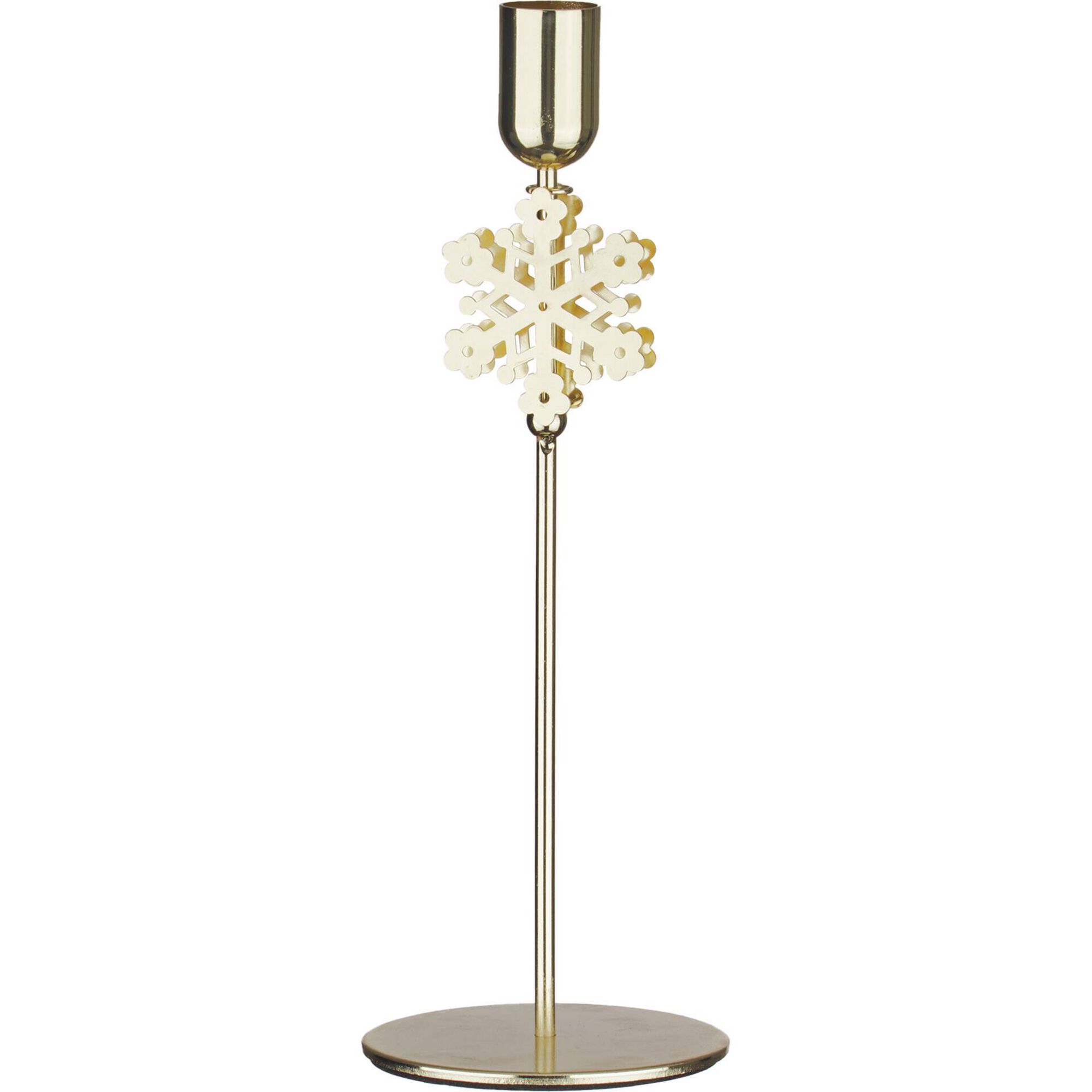 Castiçal Dourado 24cm Floco Neve