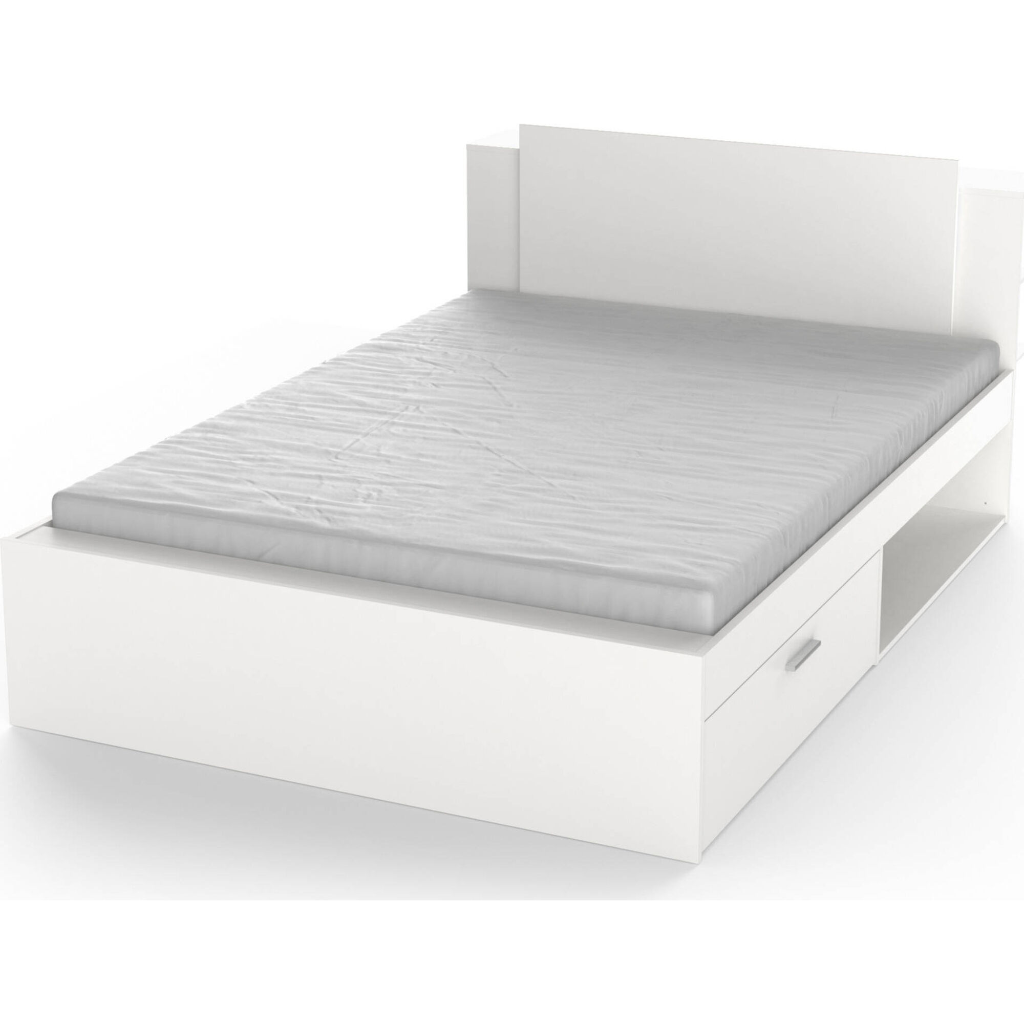 Cama Casal com 2 Gavetas 145x227x88cm Branca Life