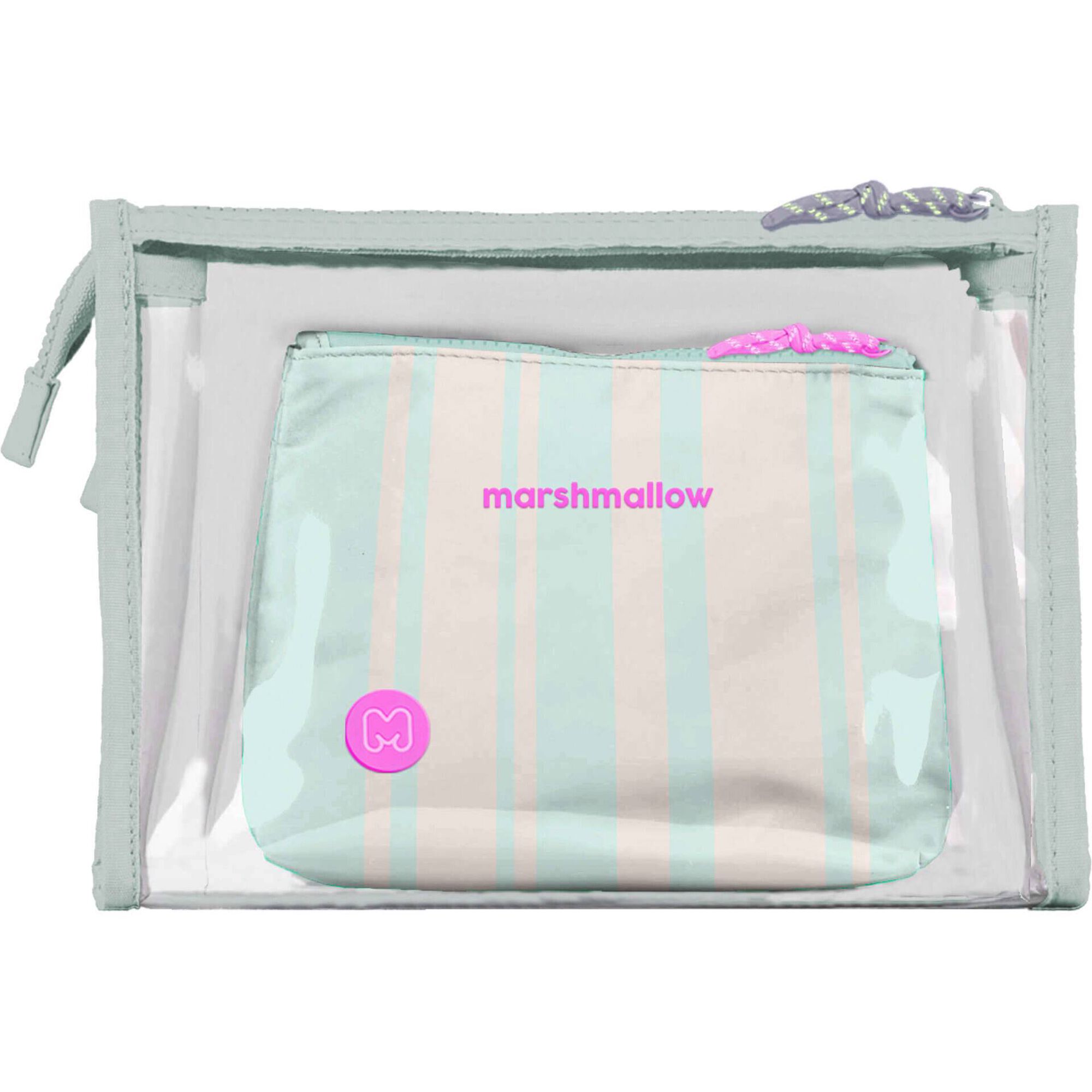 Conjunto 2 Necessaires Riscas Menta e Bege Marshmallow