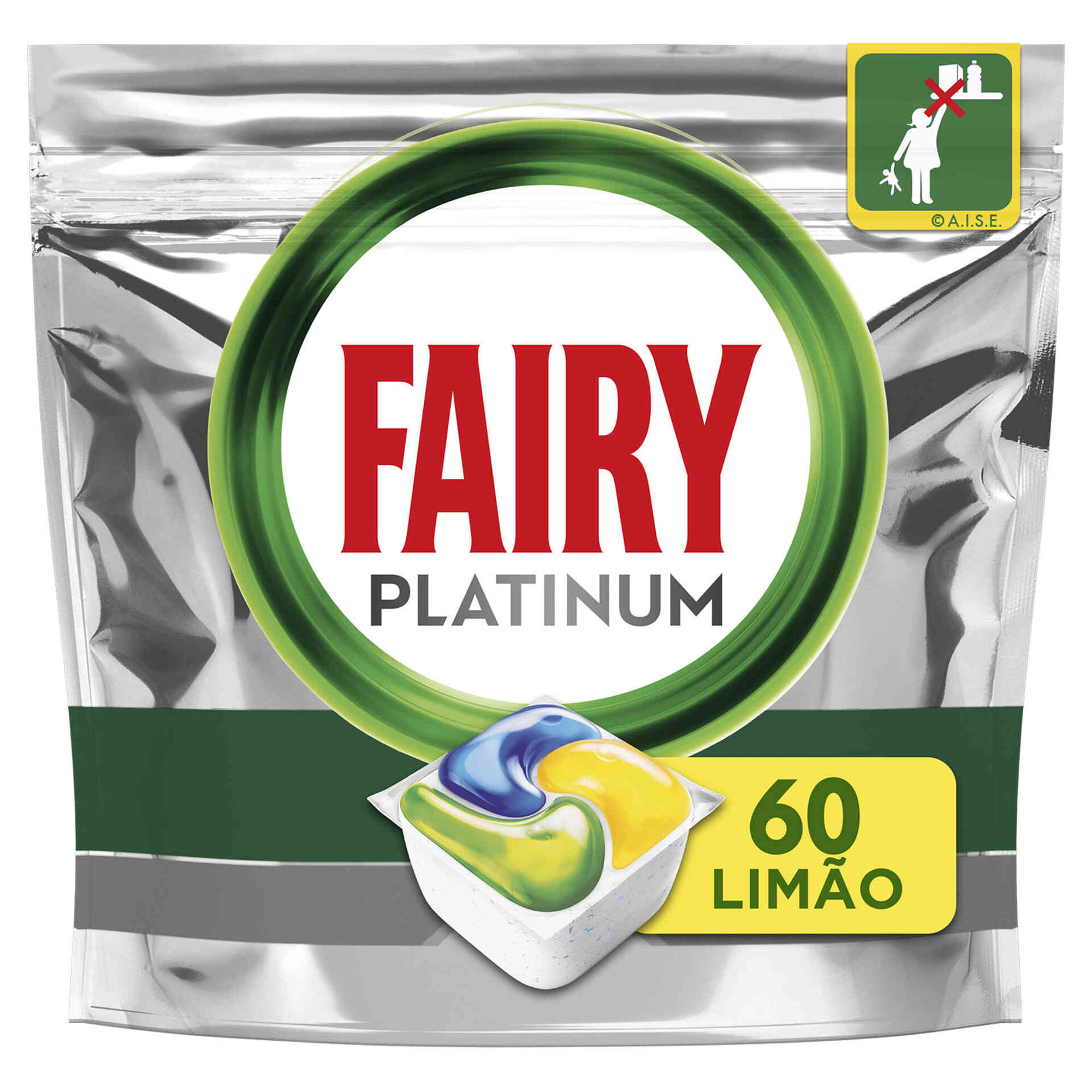 Detergente Máquina Loiça Pastilhas Platinum All in One Limão Detergente Máquina Loiça Pastilhas Platinum All in One Limão