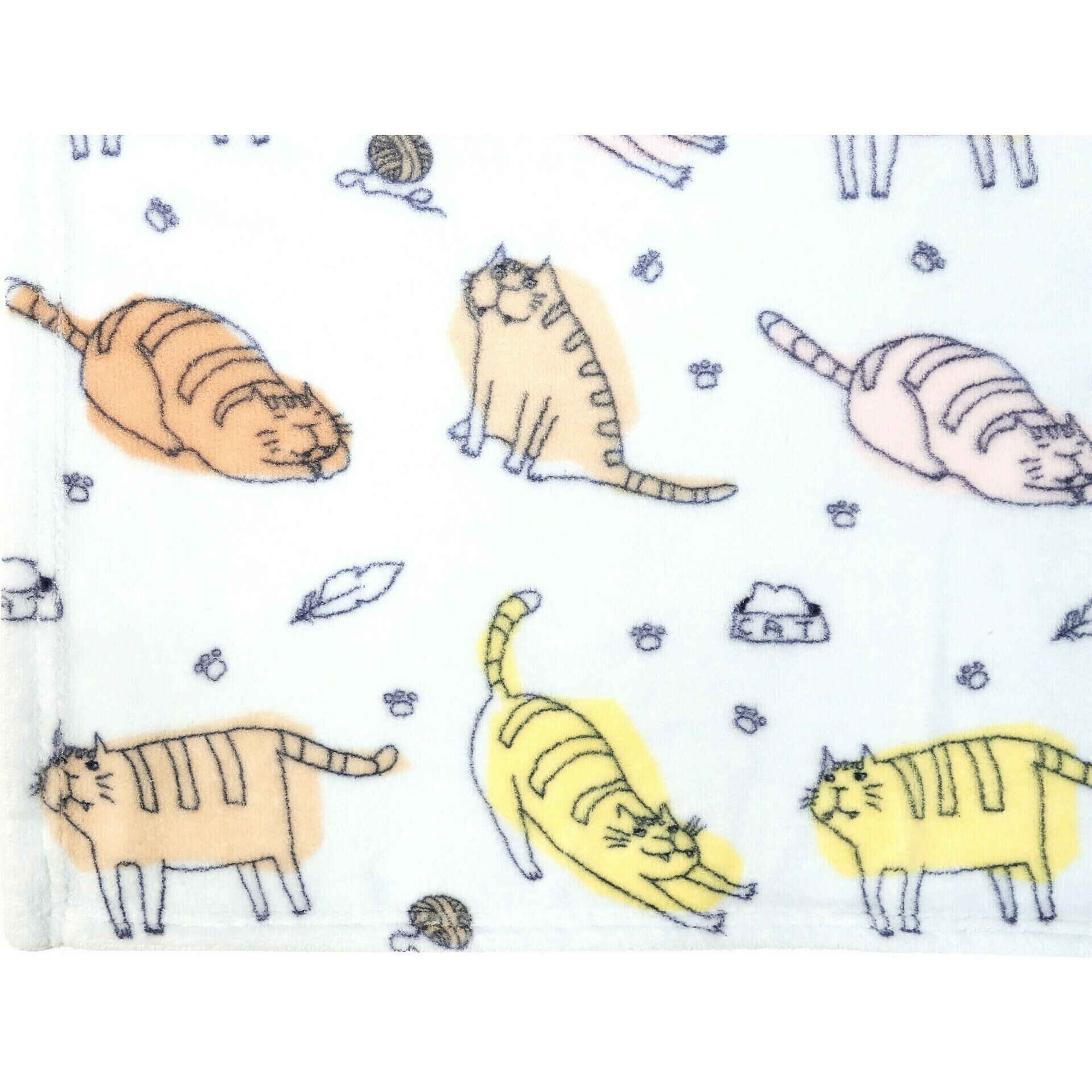 Manta Flanela 130x160cm Azul Gatos