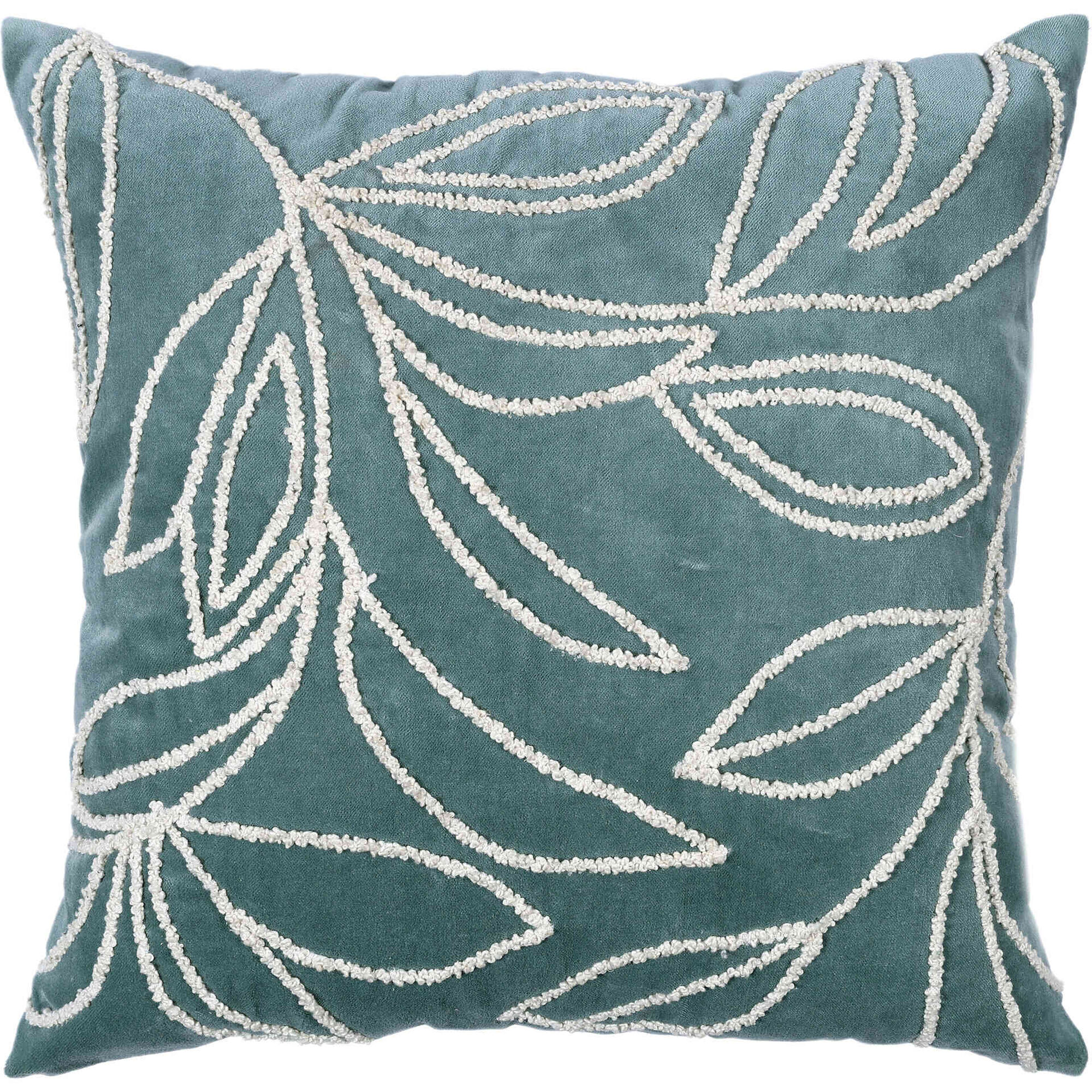 Almofada com Flores Bordadas Verde Kasa