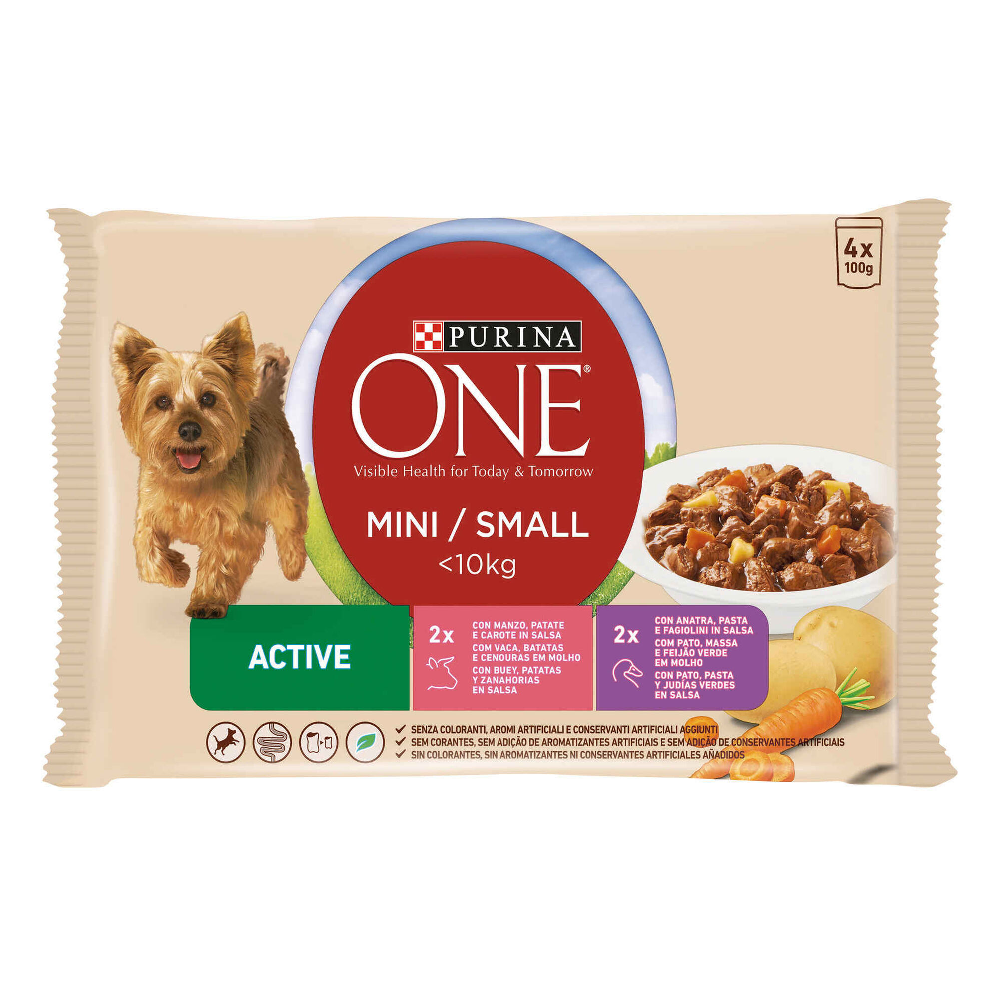 Comida Húmida para Cão Adulto Mini Active Vaca Saquetas Comida Húmida para Cão Adulto Mini Active Vaca Saquetas