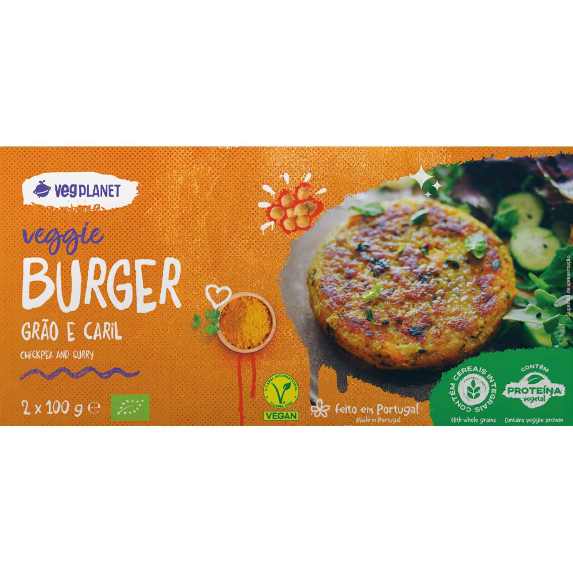 Hambúrguer de Grão e Caril Hambúrguer de Grão e Caril