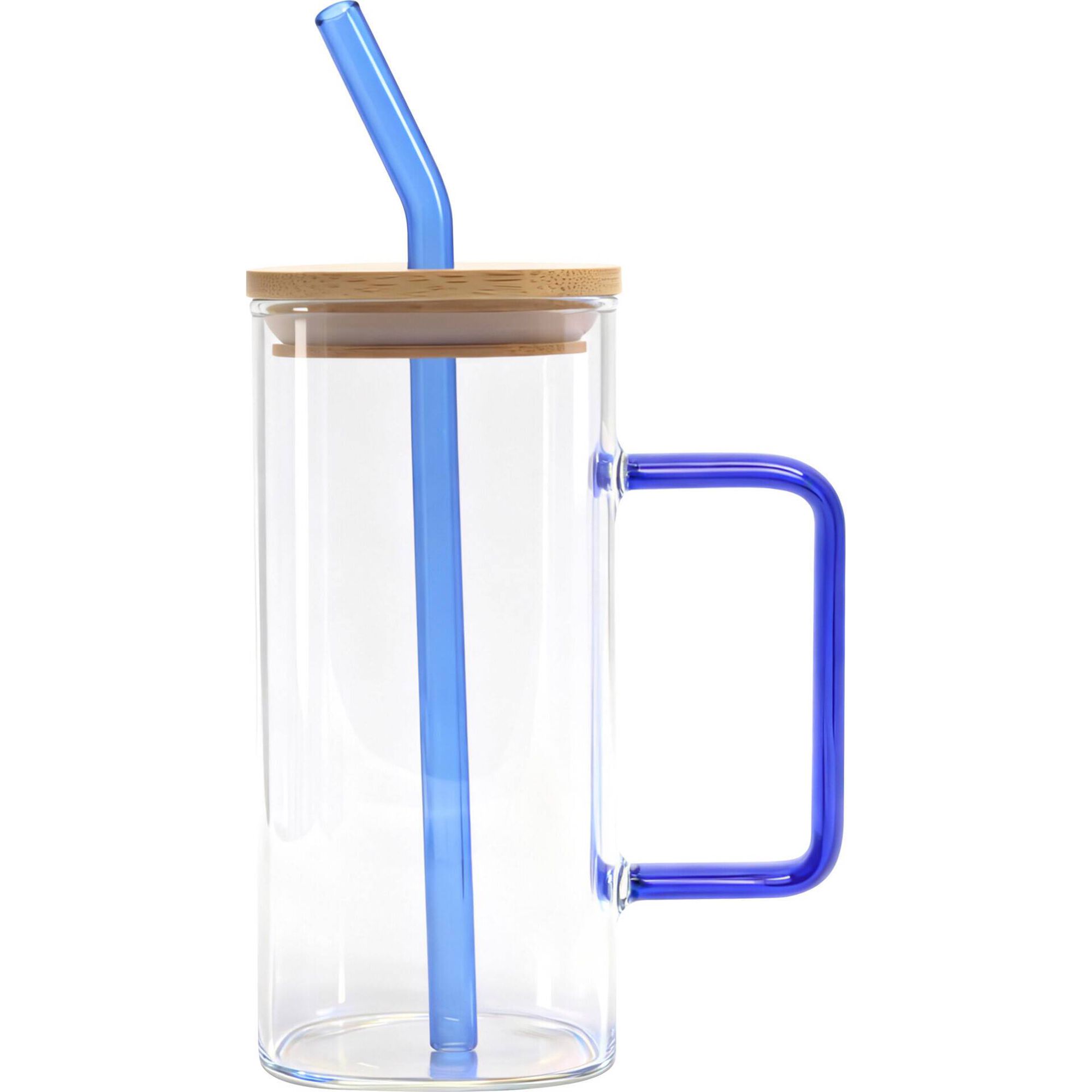 Copo com Palhinha e Asa 370ml Azul Kasa