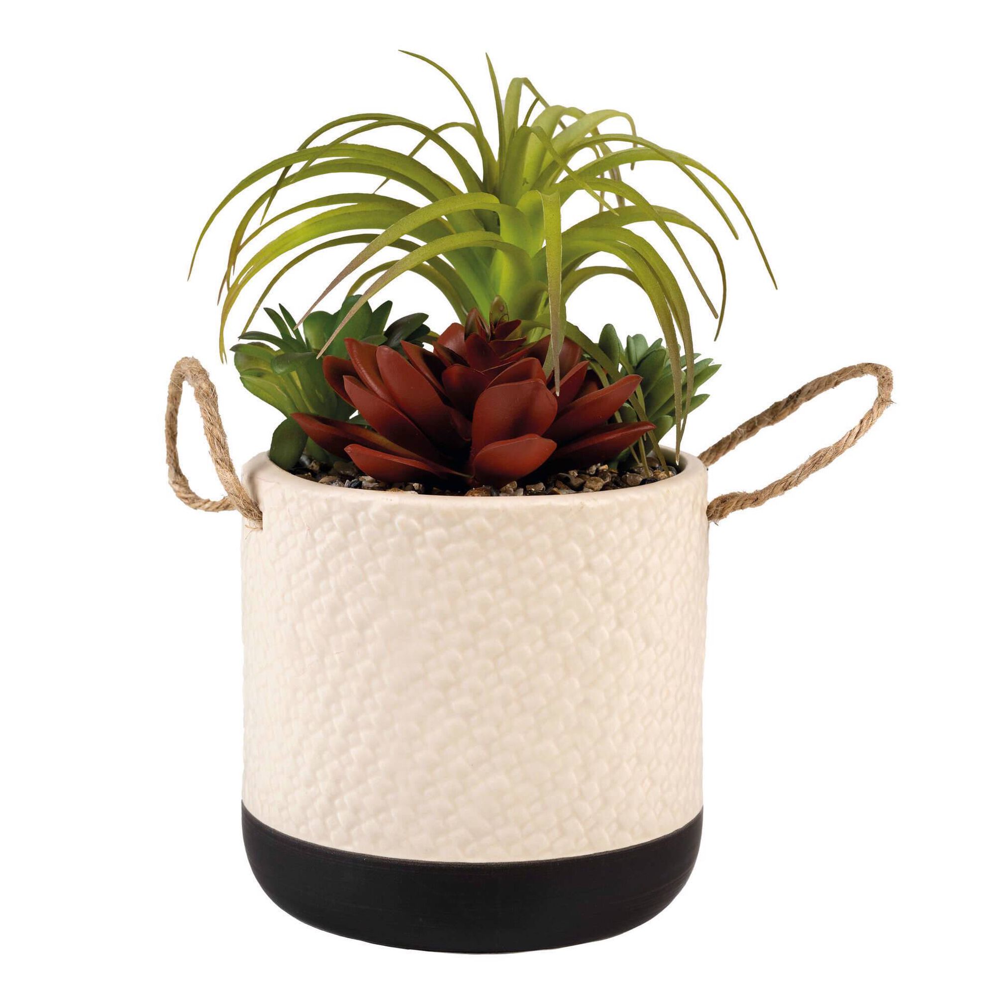 Planta Artificial Suculenta com Vaso com Asas Cru Planta Artificial Suculenta com Vaso com Asas Cru