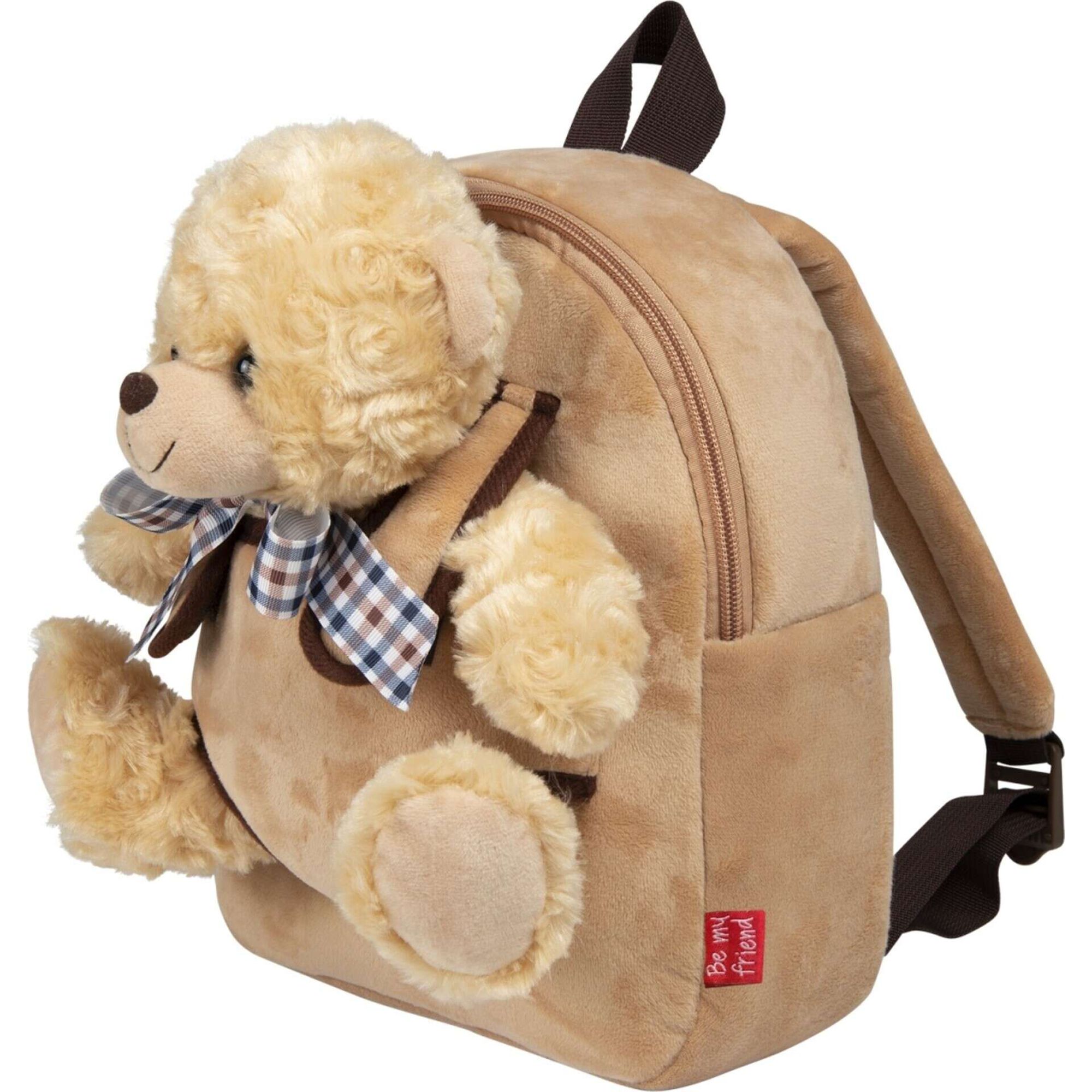 Mochila com Peluche Ursinho Bege