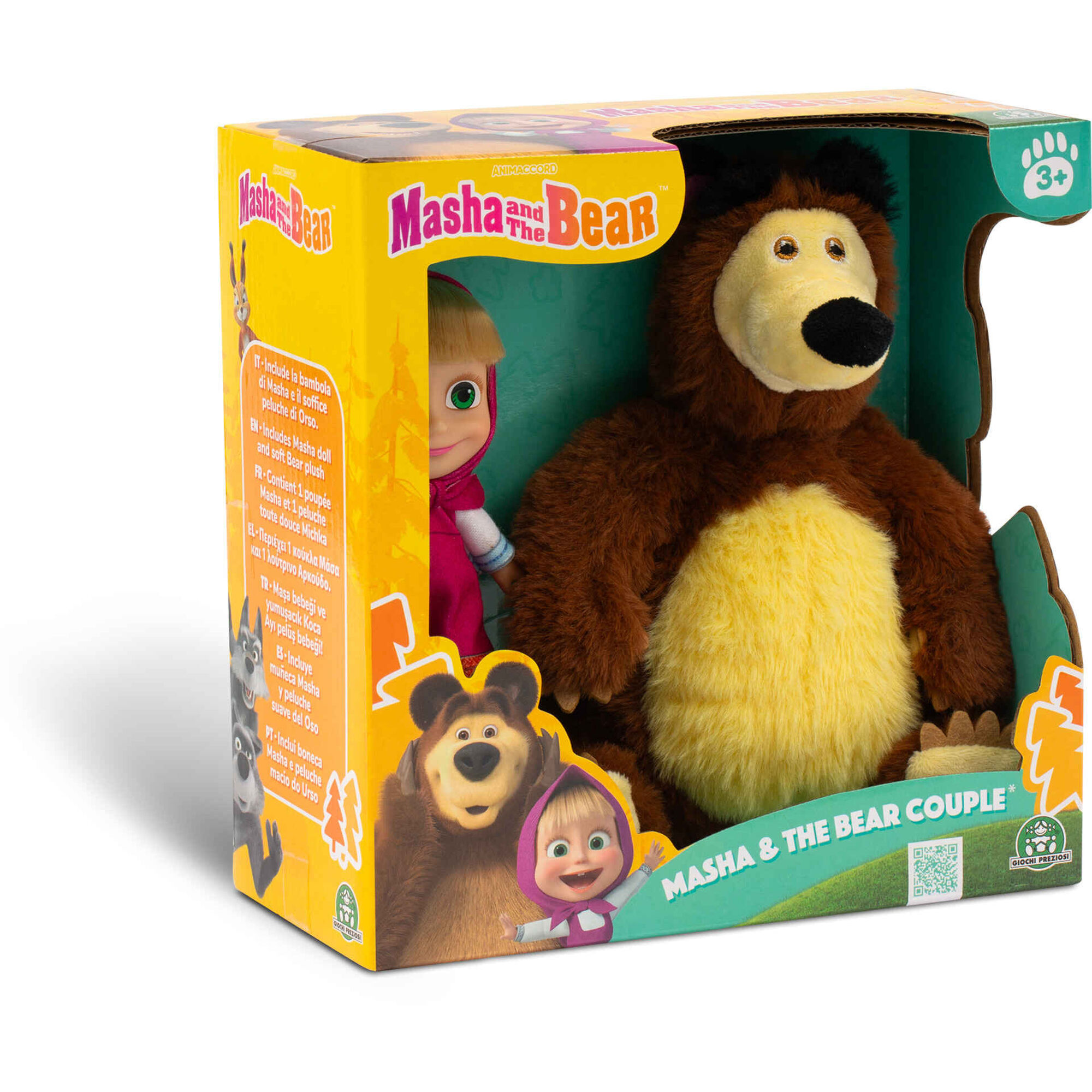 Masha e o Urso - Peluche Urso 20cm e Boneca Masha 10cm
