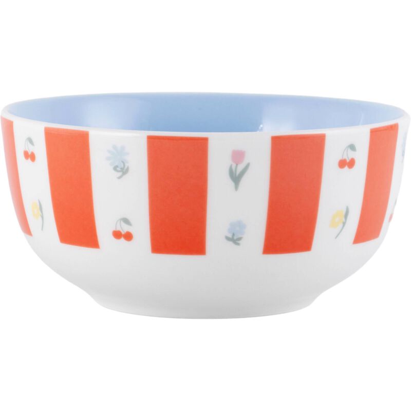 Taça Pequena 530ml Riscas Laranja com Flores Kasa