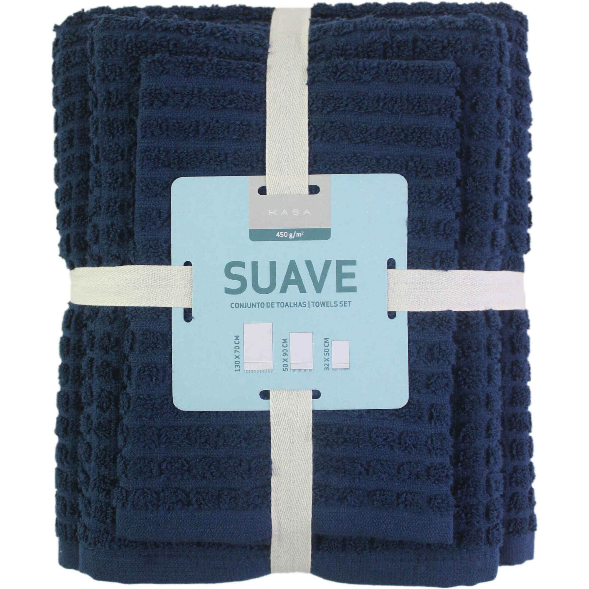 Conjunto 3 Toalhas 450g/m2 Lotus Azul Kasa