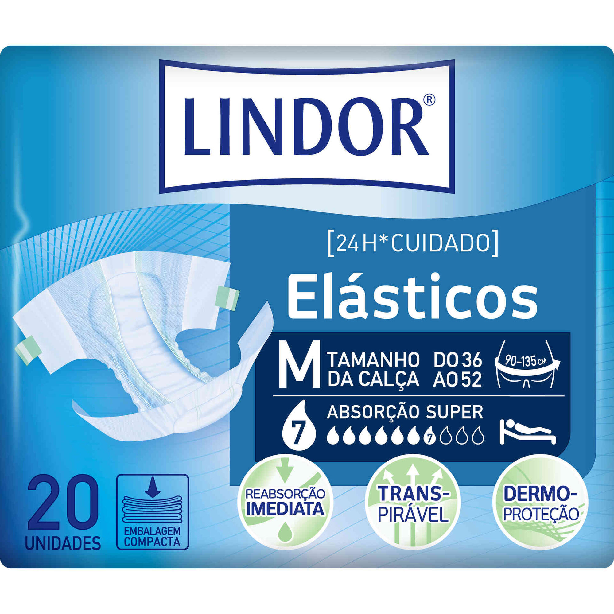Fraldas Incontinência Elásticos Air Dry Dermo Super M