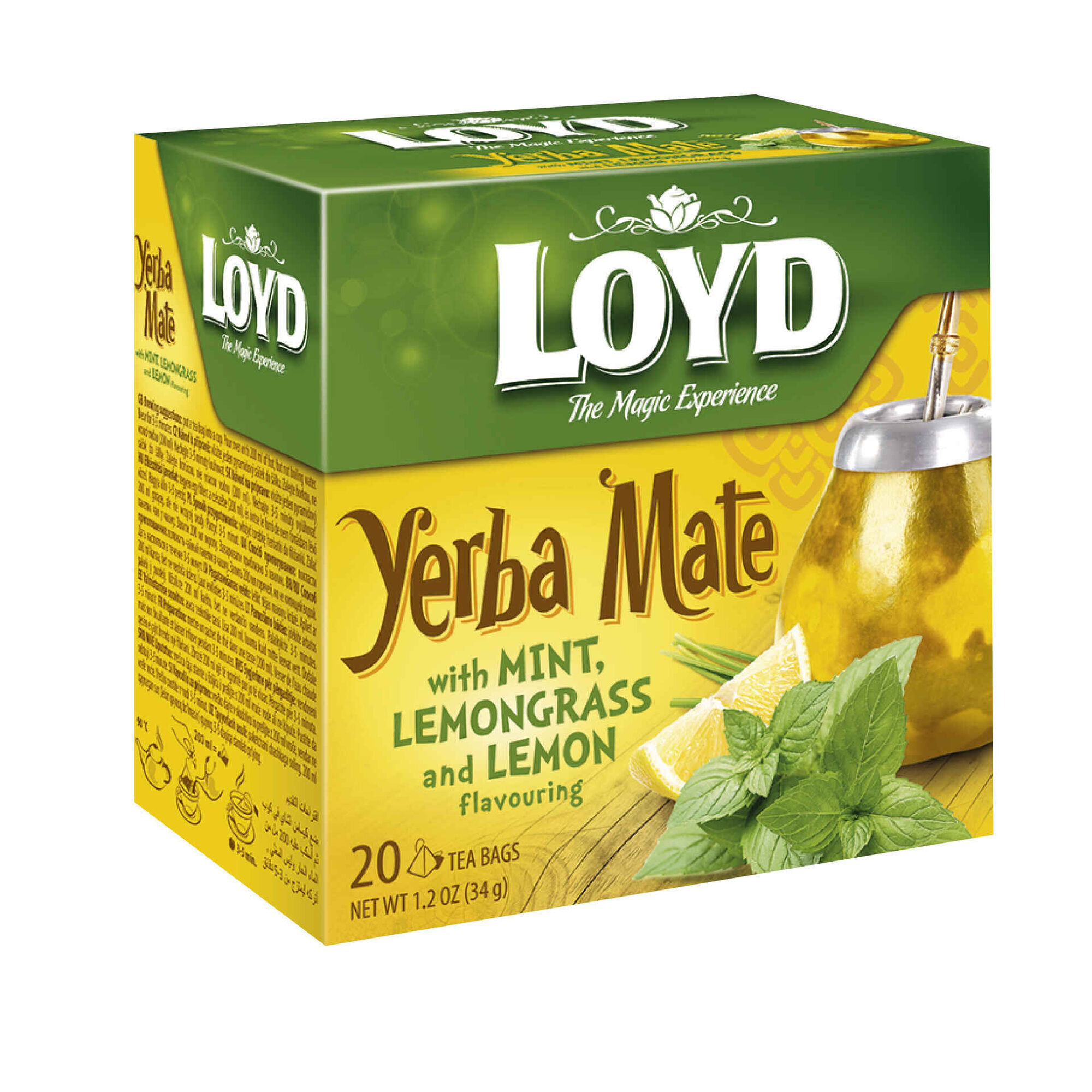 Infusão Yerba Mate Menta, Capim-limão e Limão Saquetas Infusão Yerba Mate Menta, Capim-limão e Limão Saquetas