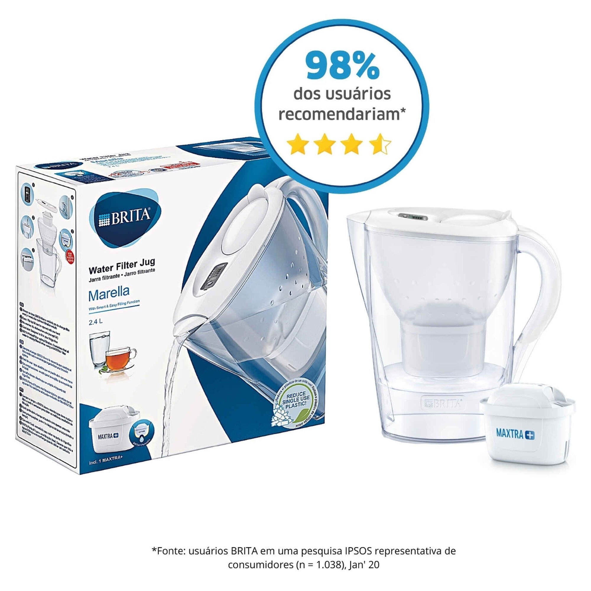 Jarro de Filtrar Marella 2,4L Branco Maxtra+ Jarro de Filtrar Marella 2,4L Branco Maxtra+