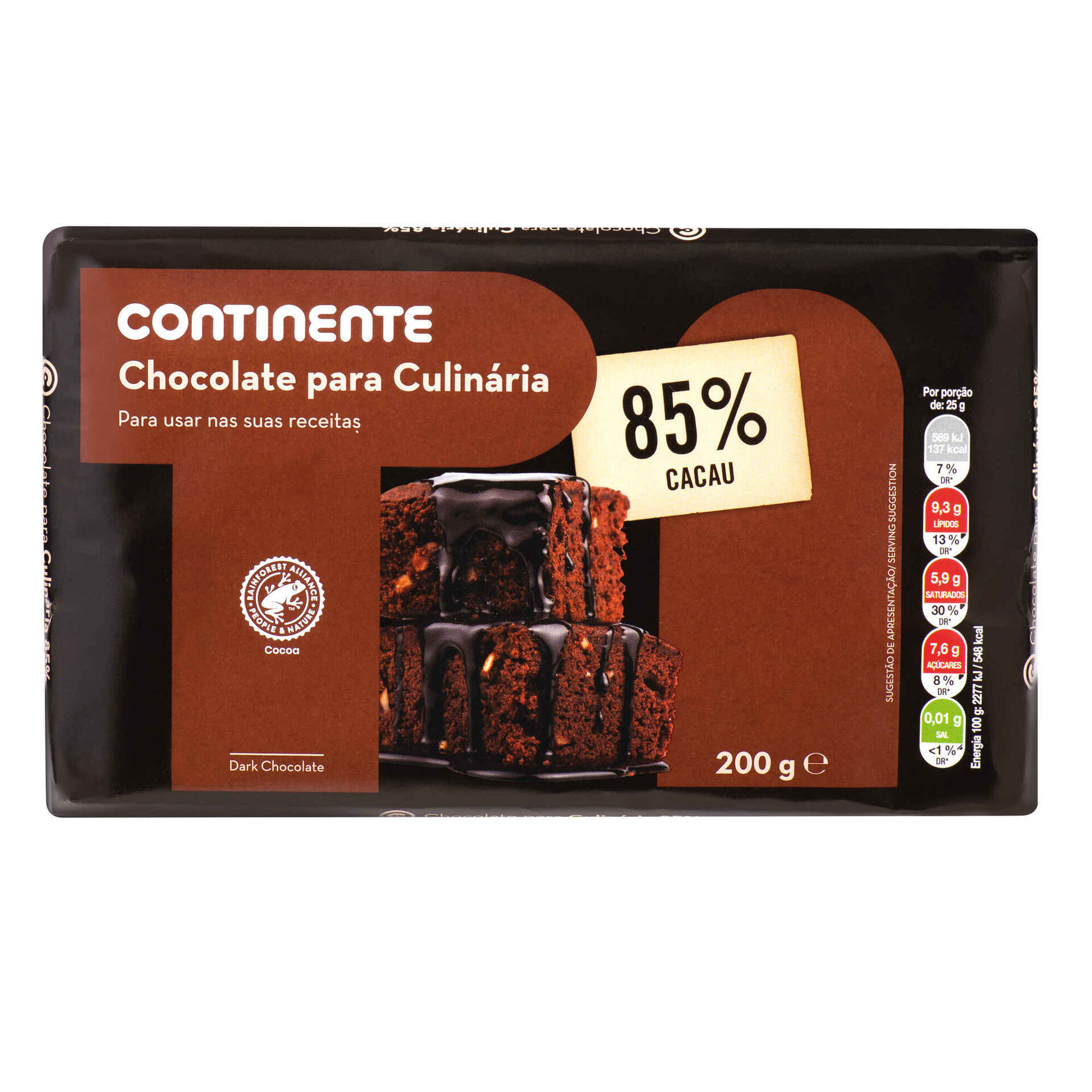 Tablete de Chocolate Culinária 85%