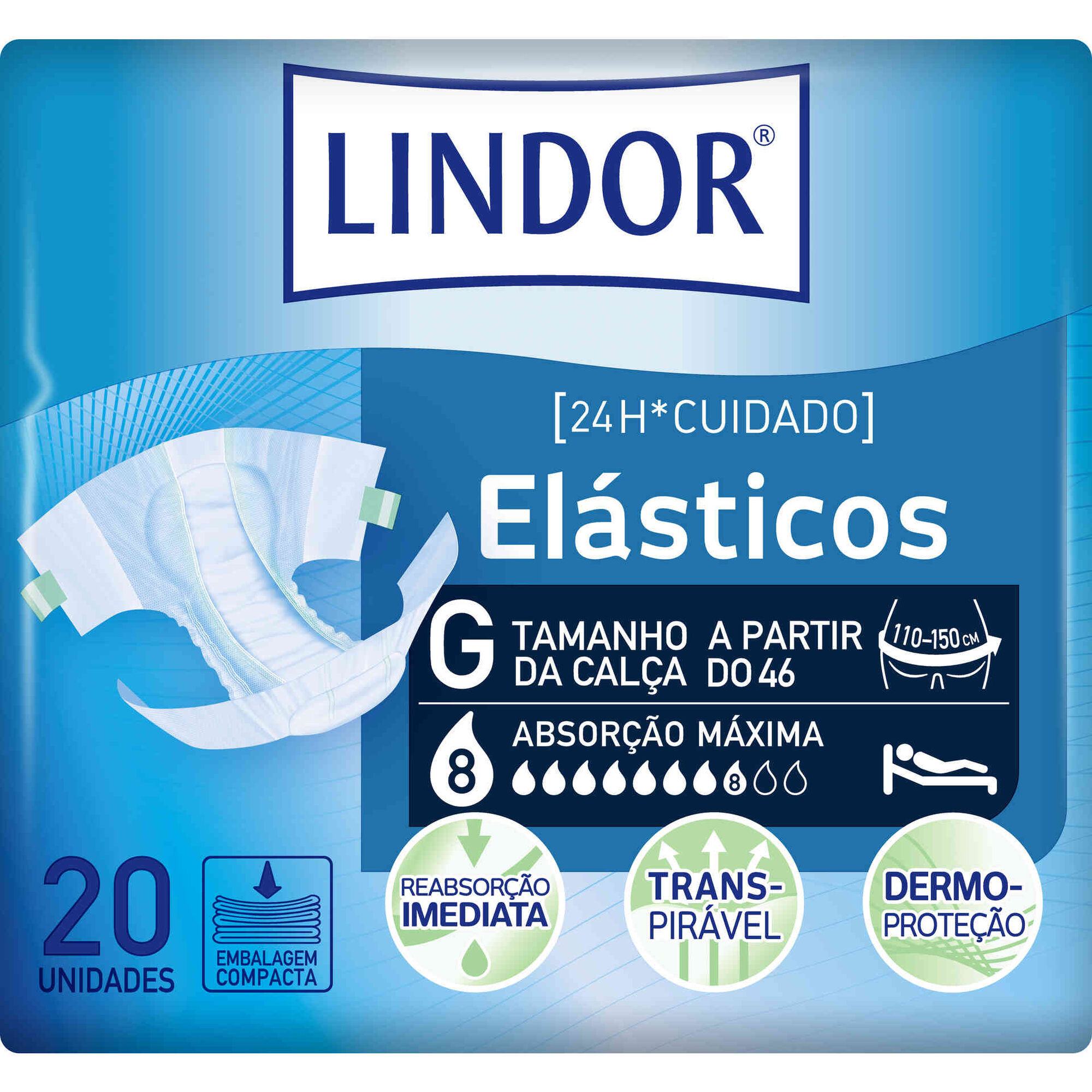 Fraldas Incontinência Elásticos Air Dry Dermo Maxi L