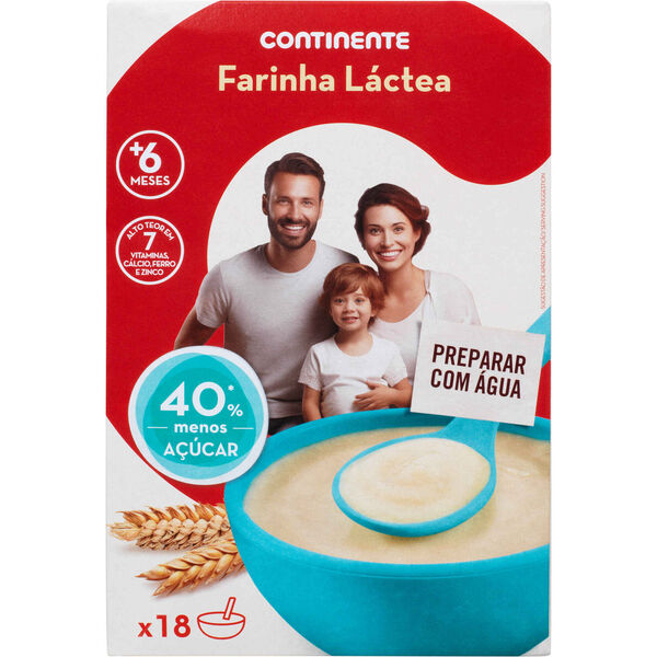 Papa Infantil Farinha Láctea com Menos 40% de Açúcar +6M Continente