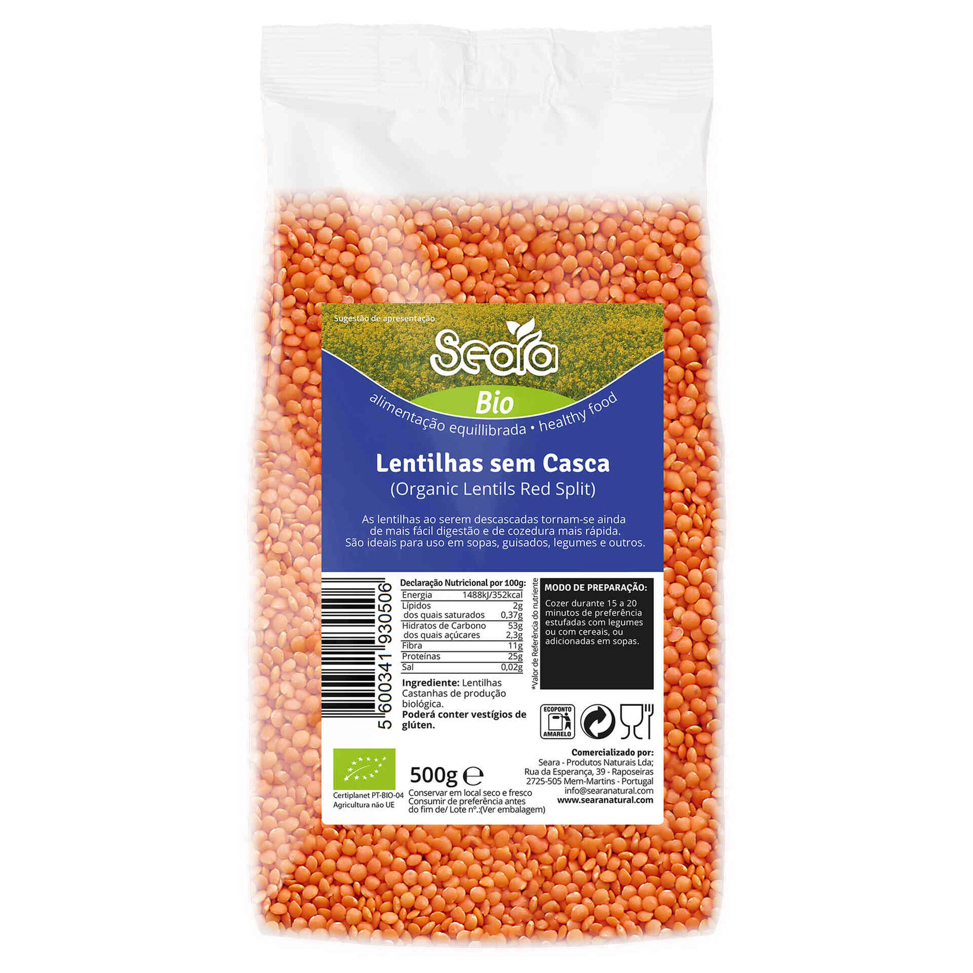Lentilhas sem Casca
