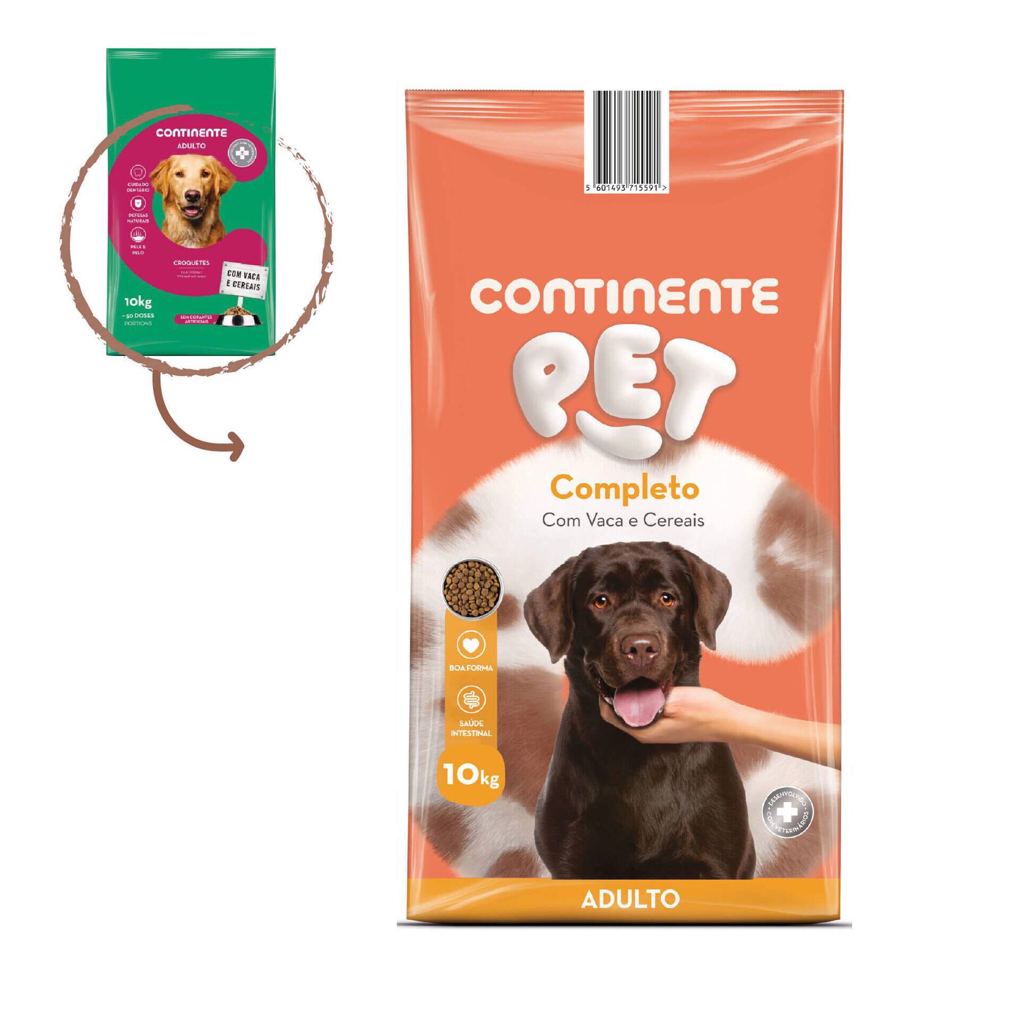 Ra&ccedil;&atilde;o para C&atilde;o Adulto Completo Croquetes Vaca e Cereais Continente Pet