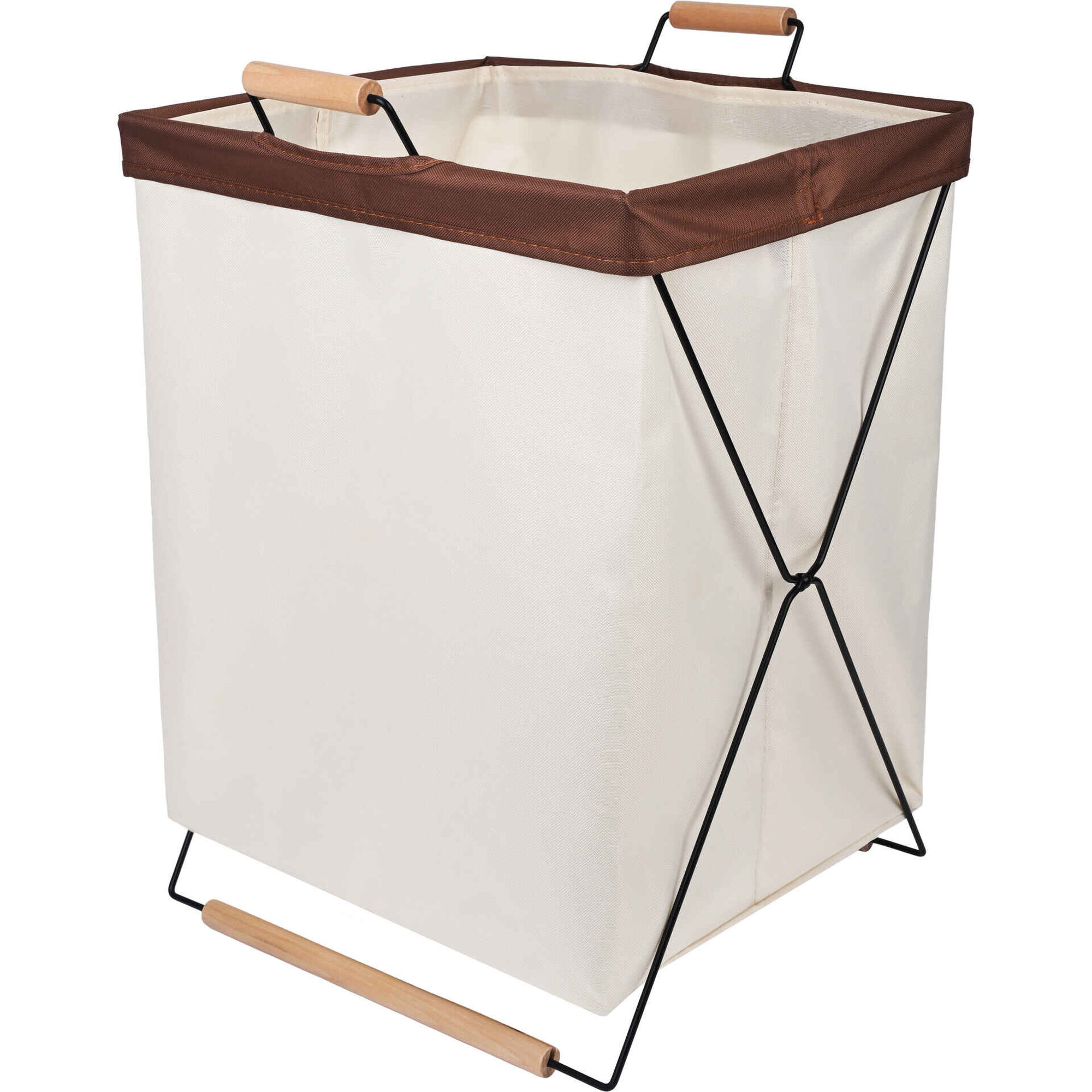 Cesto Roupa com Suporte Metal Bege Kasa