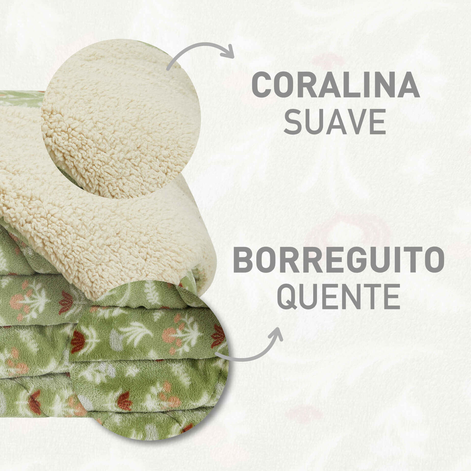Edredão Coral Borreguito Verde Plantópia