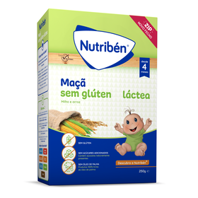 Papa Infantil Farinha L&aacute;ctea Ma&ccedil;&atilde; +4M sem Gl&uacute;ten Nutrib&eacute;n
