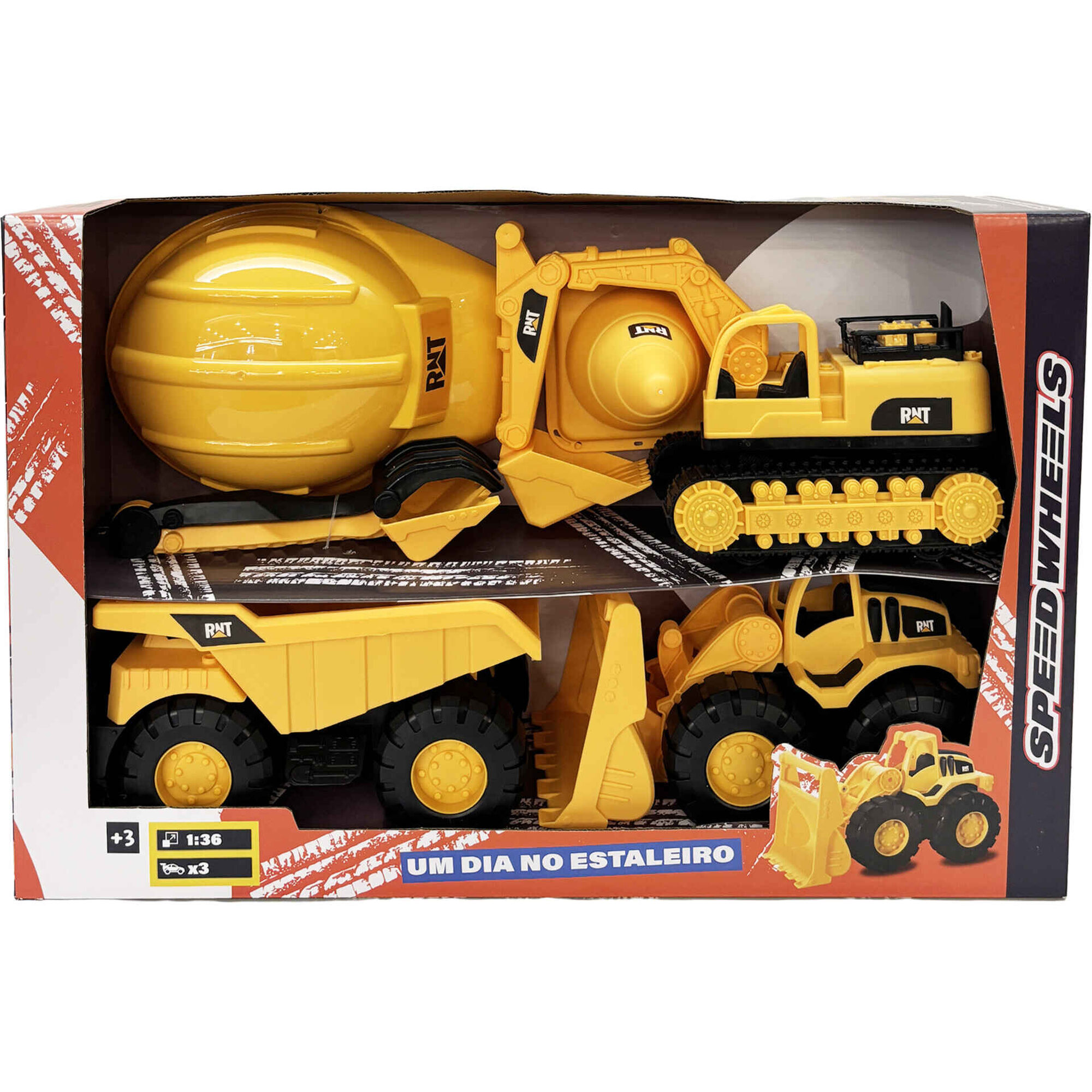 Zoko Speed Wheels - Conjunto 3 Ve&iacute;culos de Constru&ccedil;&atilde;o com Capacete e Ferramentas