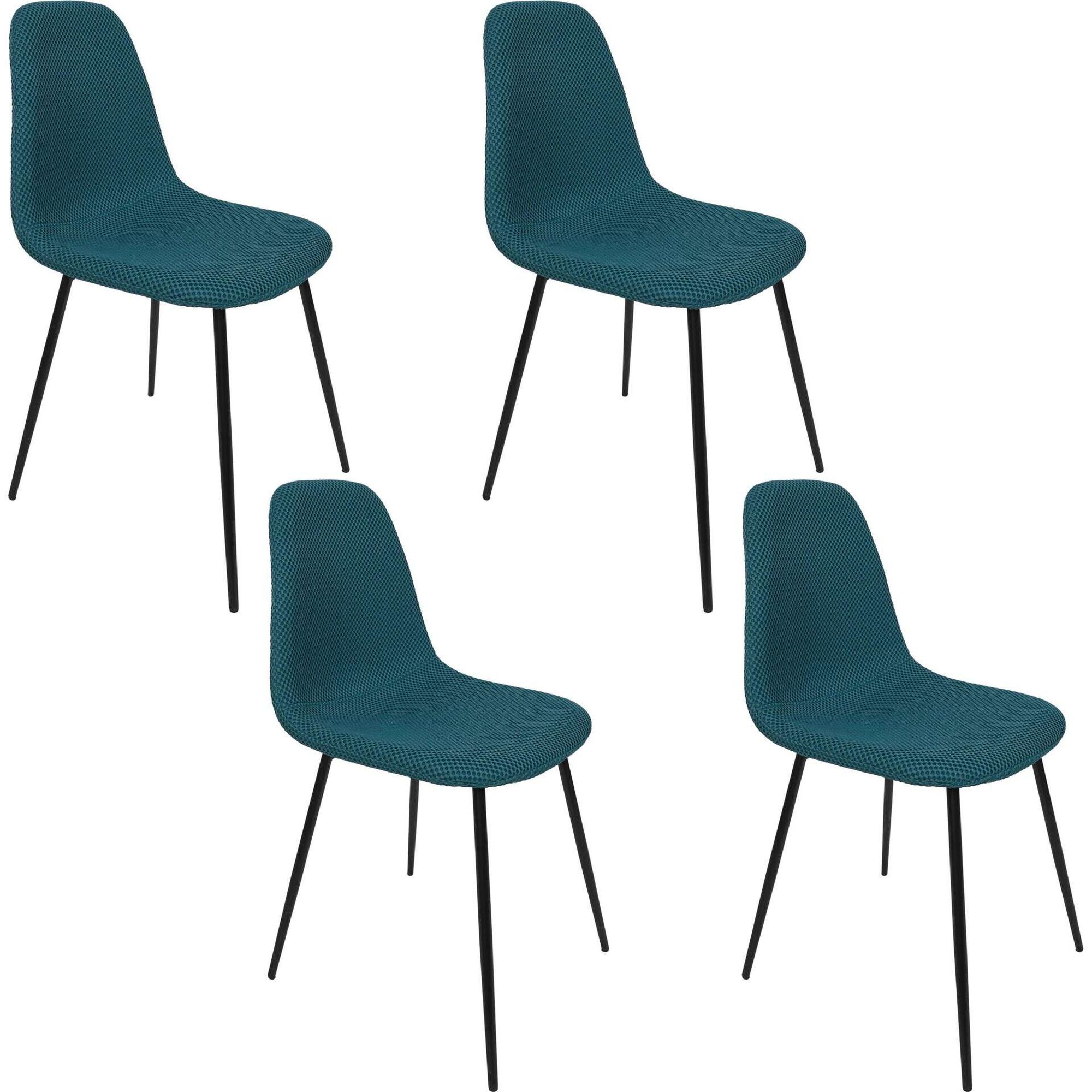 Conjunto de 4 Cadeiras Estofadas Azul Atom