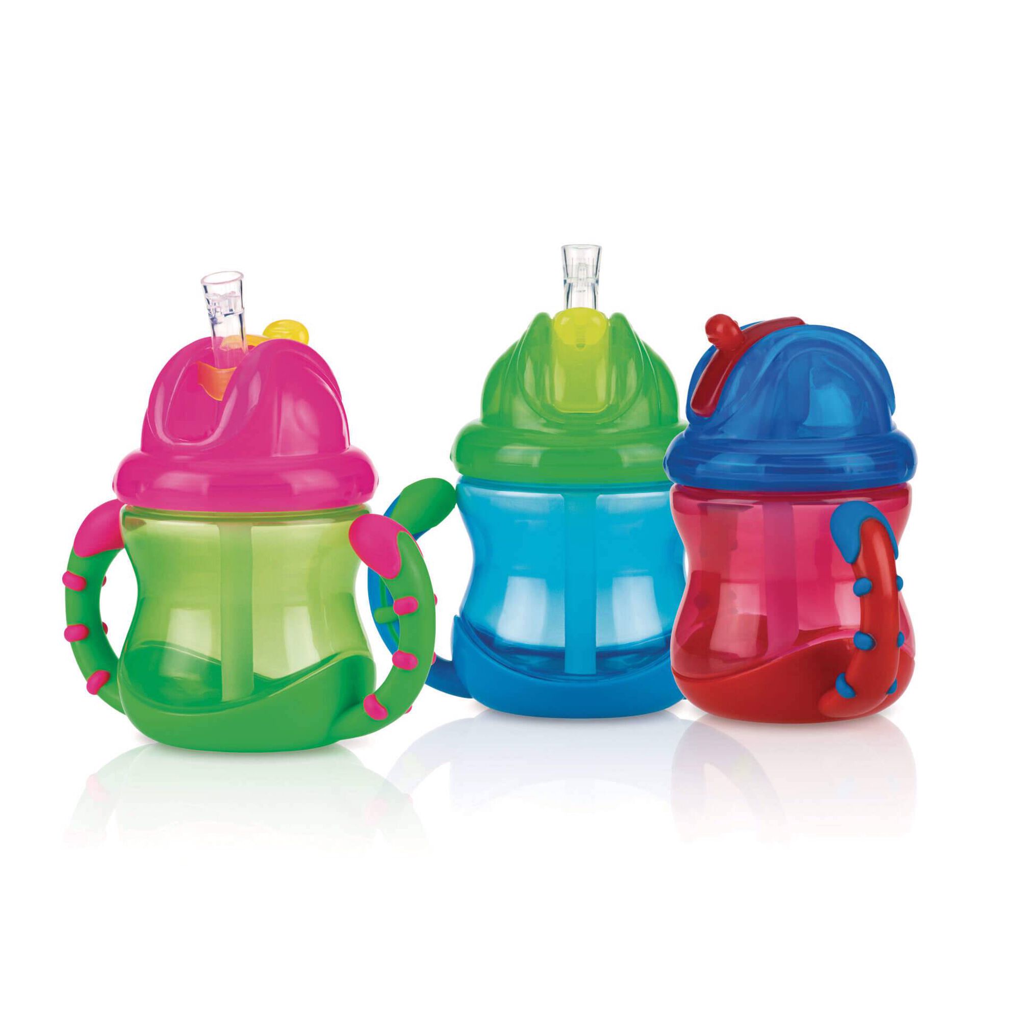 Copo com Palha 240ml +12M Flipnslip (v&aacute;rias cores) Nuby