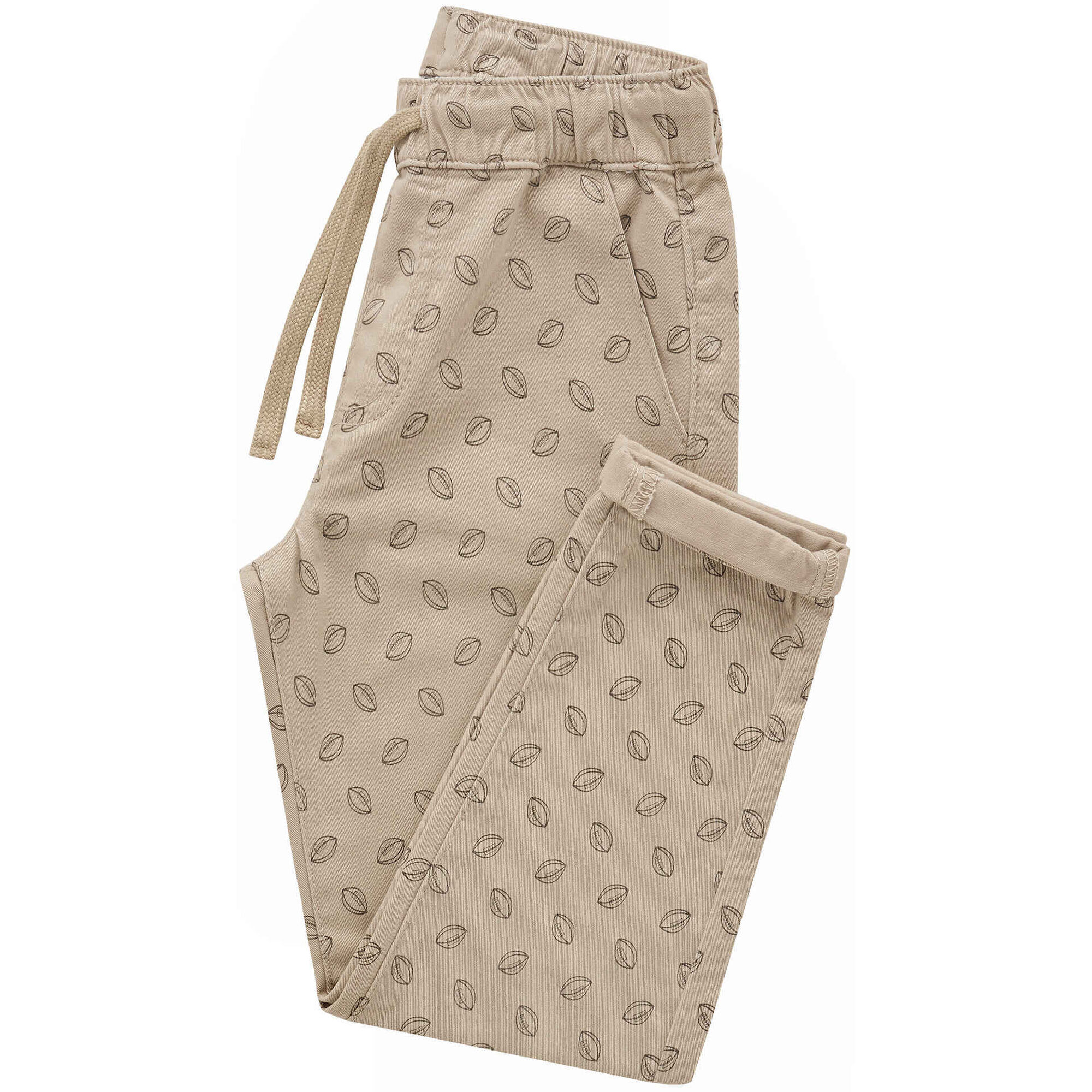 Calças Joggers Estampadas em Sarja Menino Bege