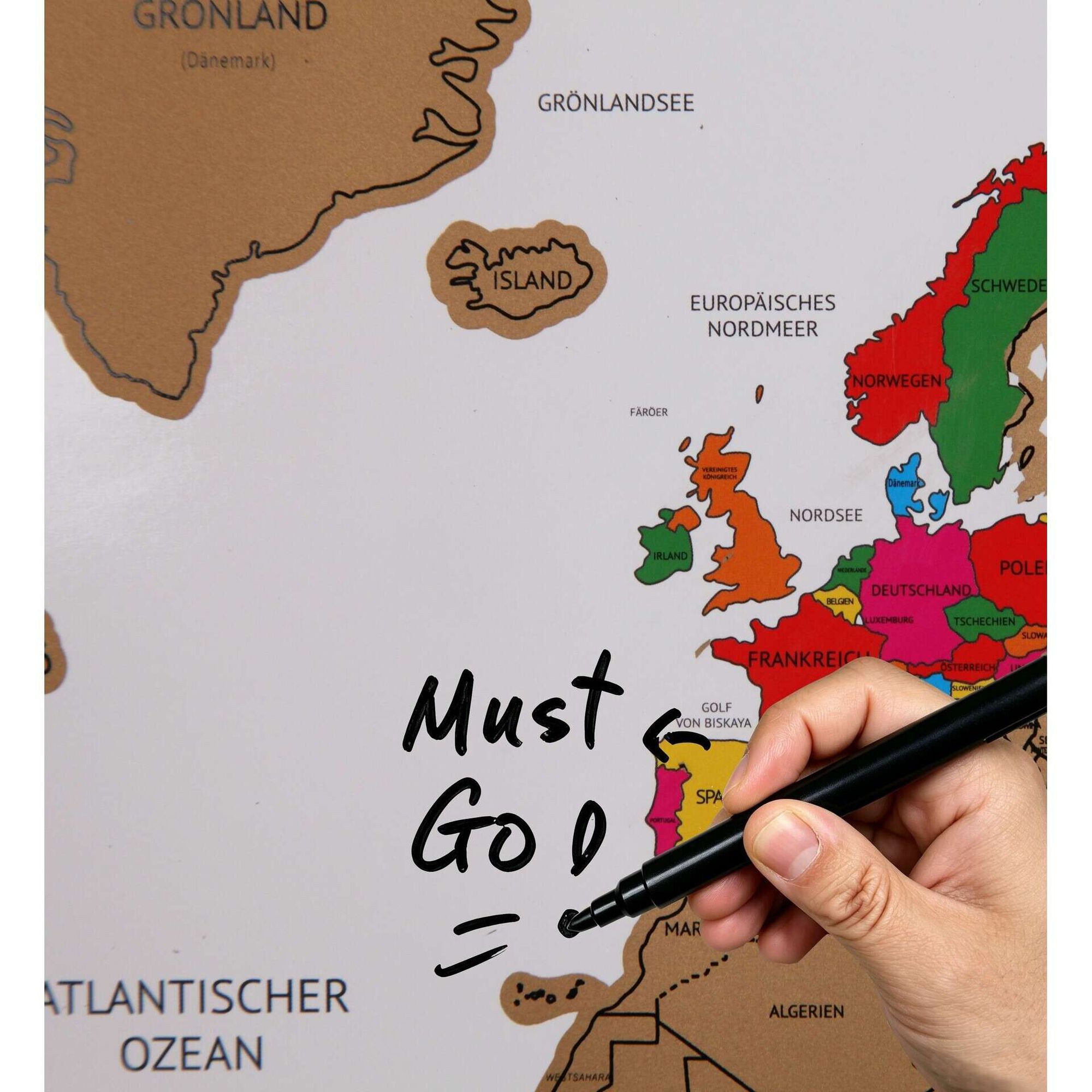 Poster Mapa Mundo 60x40cm Branco Kasa