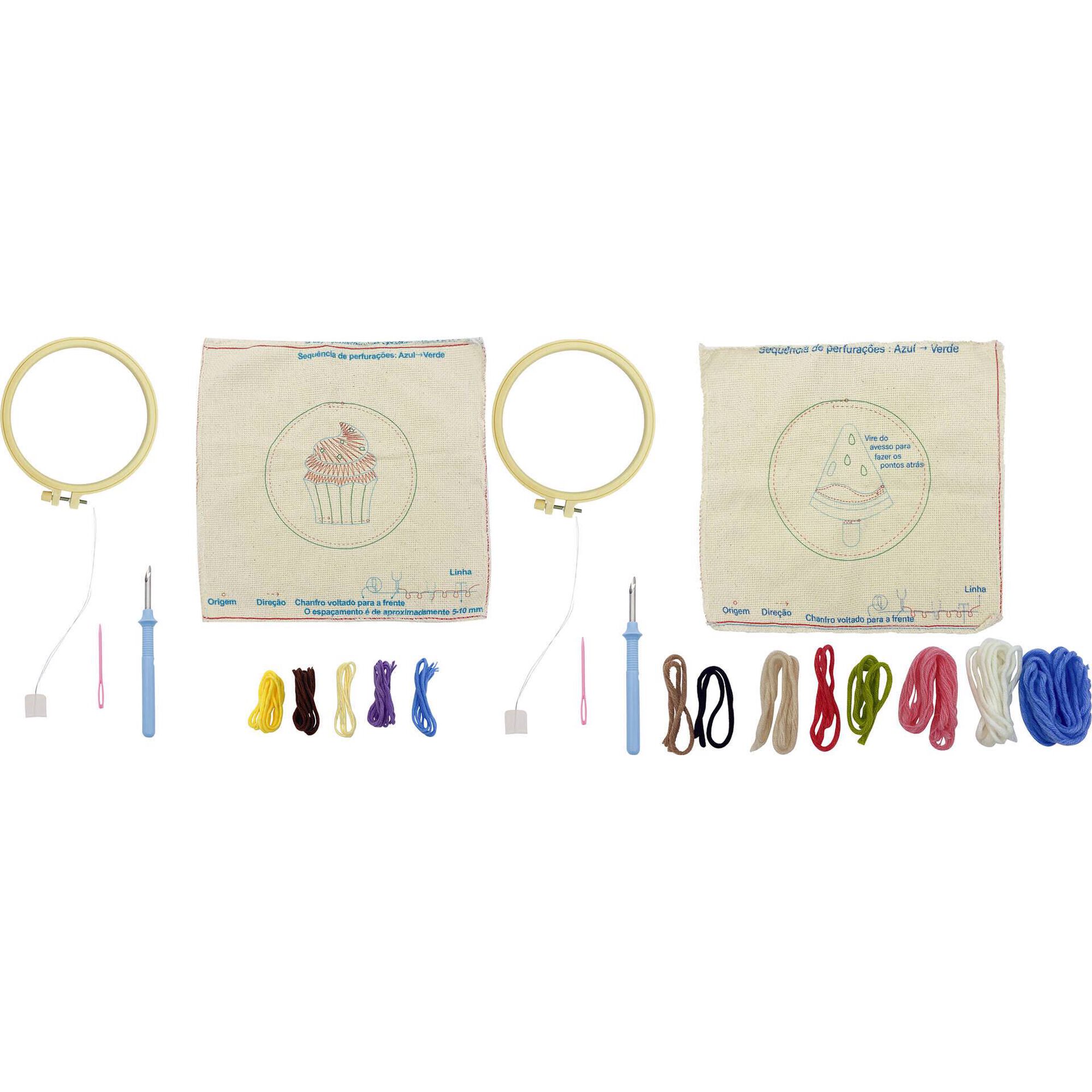 Kit de Bordar Gelado/Cupcake (vários modelos)