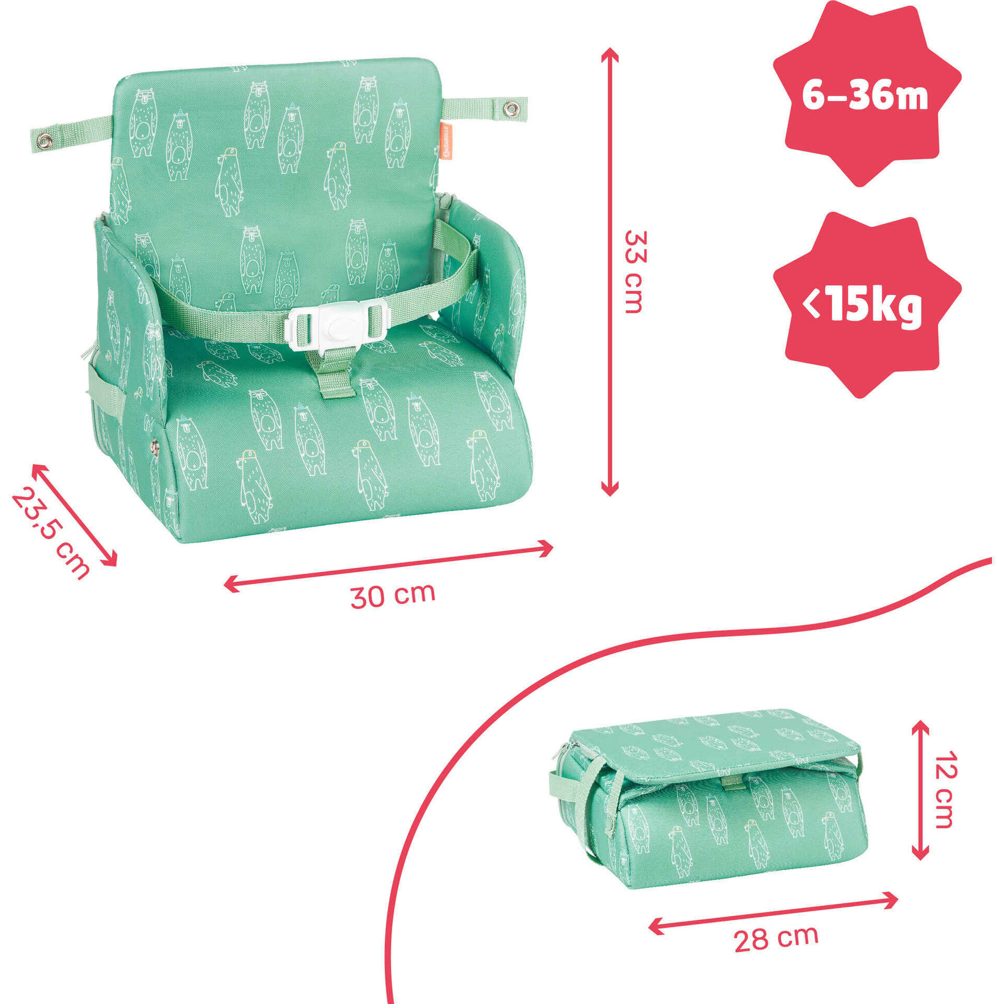 Assento de Refeição Portátil e Lancheira Verde