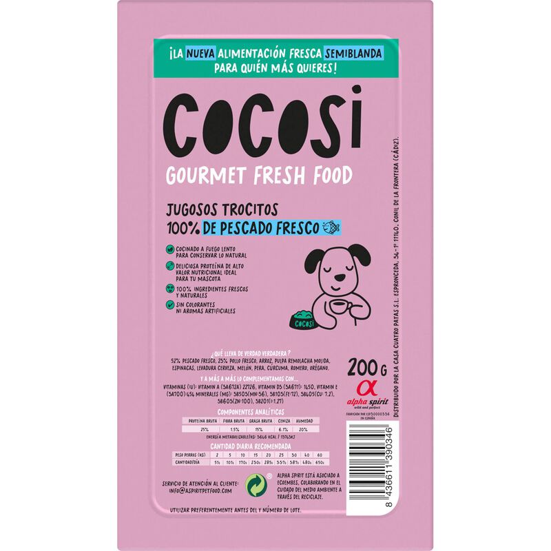 Comida Semi-húmida para cão Adulto Peixe Cocosi