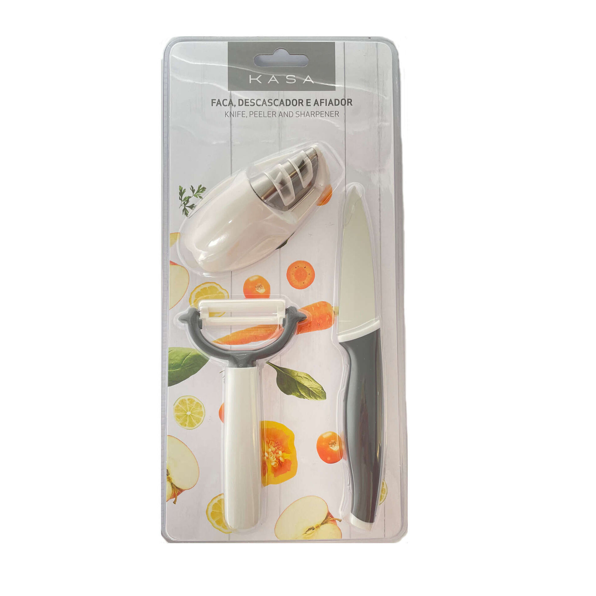 Conjunto de Faca, Descascador e Afiador