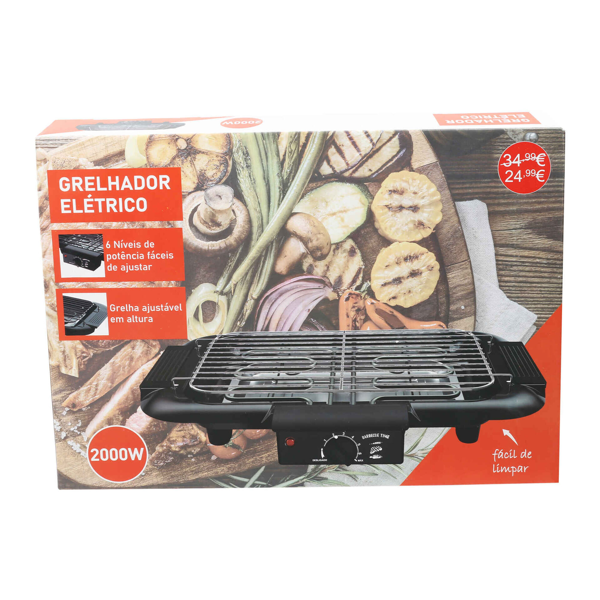 Grelhador El&eacute;trico 2000W Bazar&atilde;o