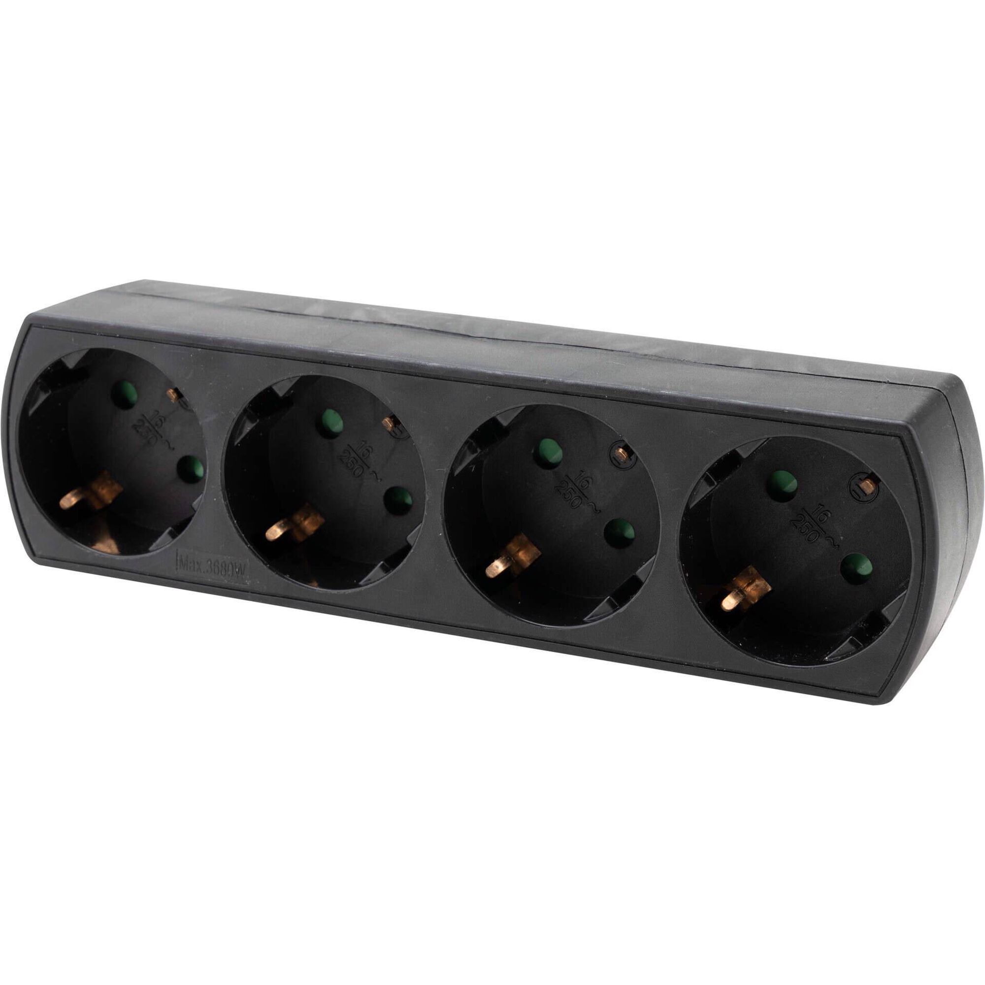Ficha Quadrupla Frontal 16A Preta Boost