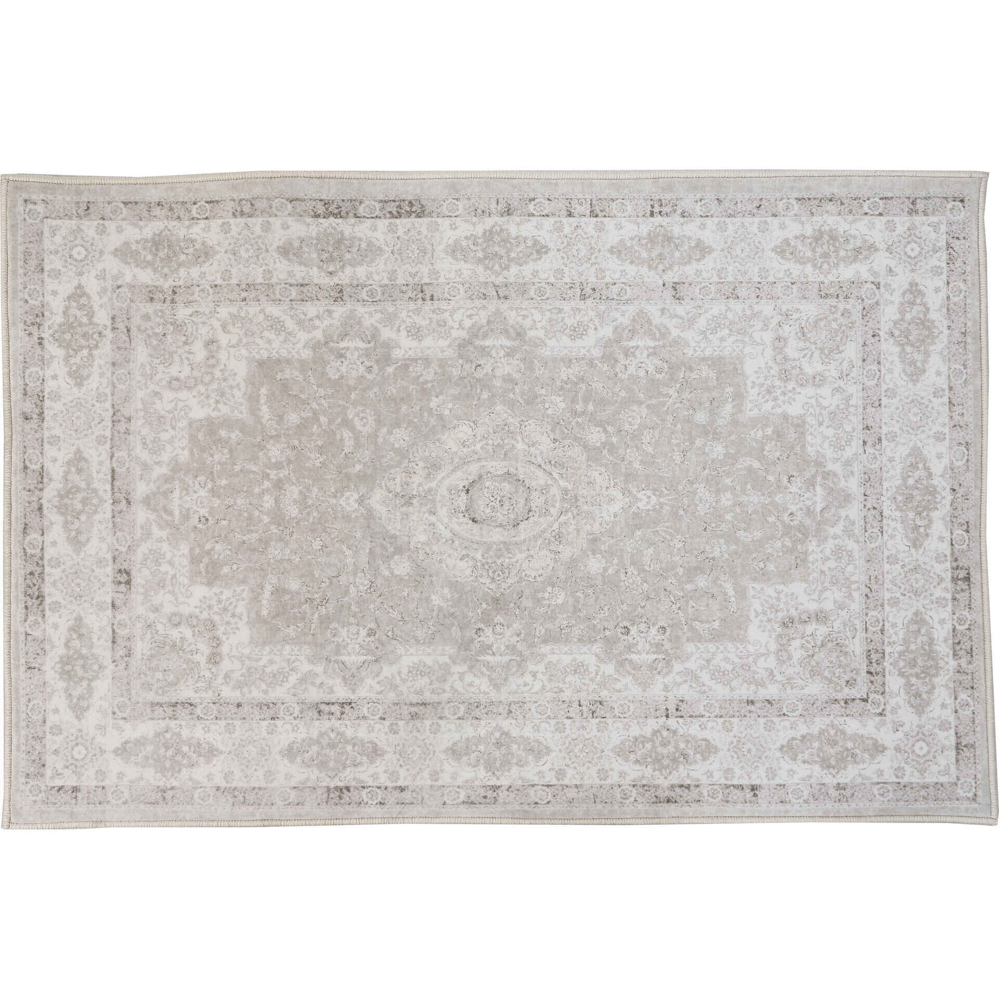 Tapete Desgastado Cinza e Branco Kasa