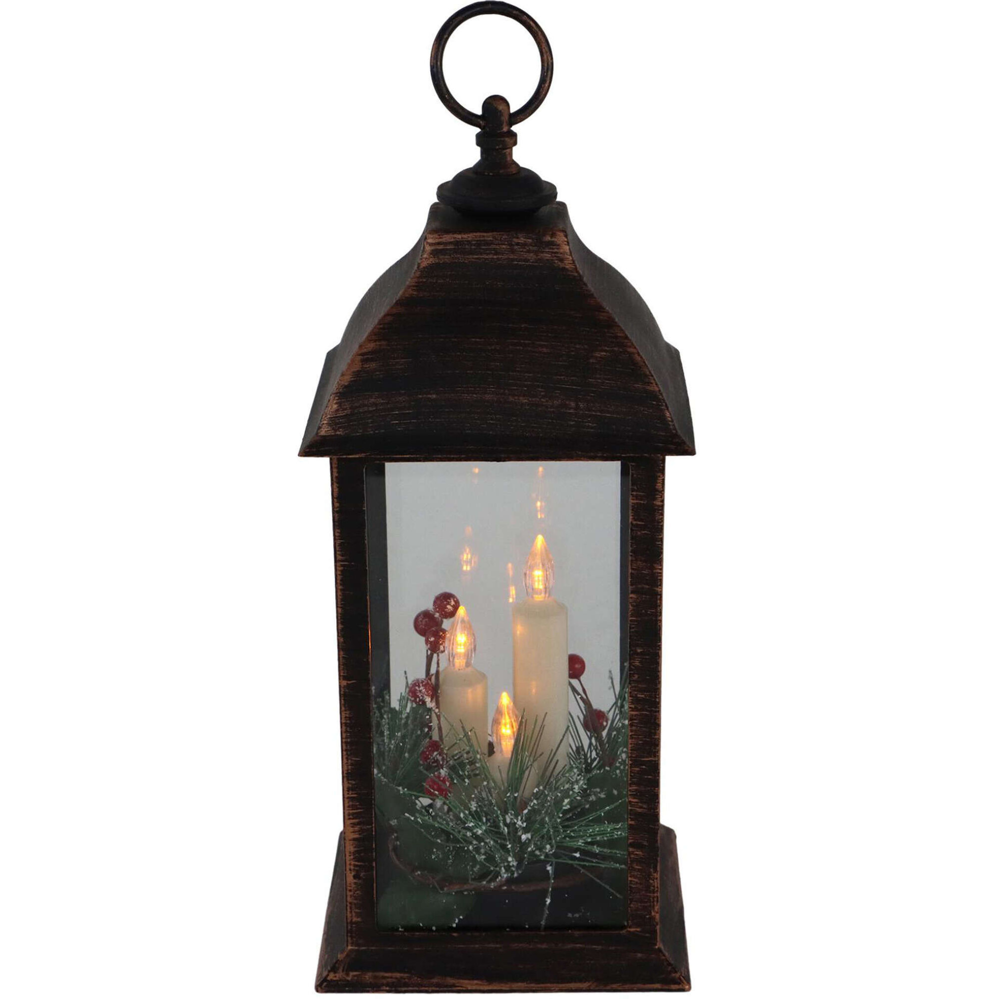 Lanterna com LED 32,5cm Castanha Kasa