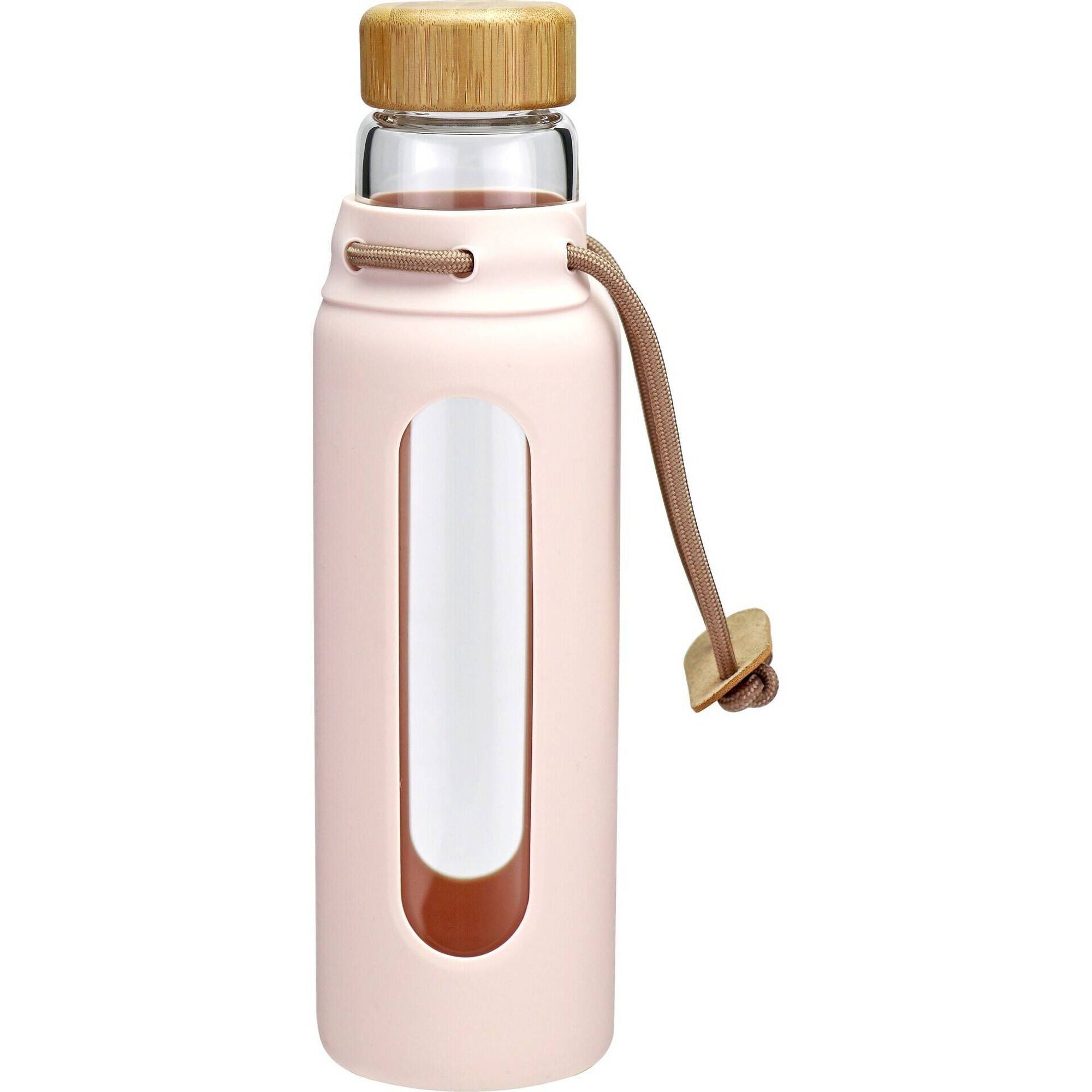 Garrafa Vidro e Silicone 650ml Rosa