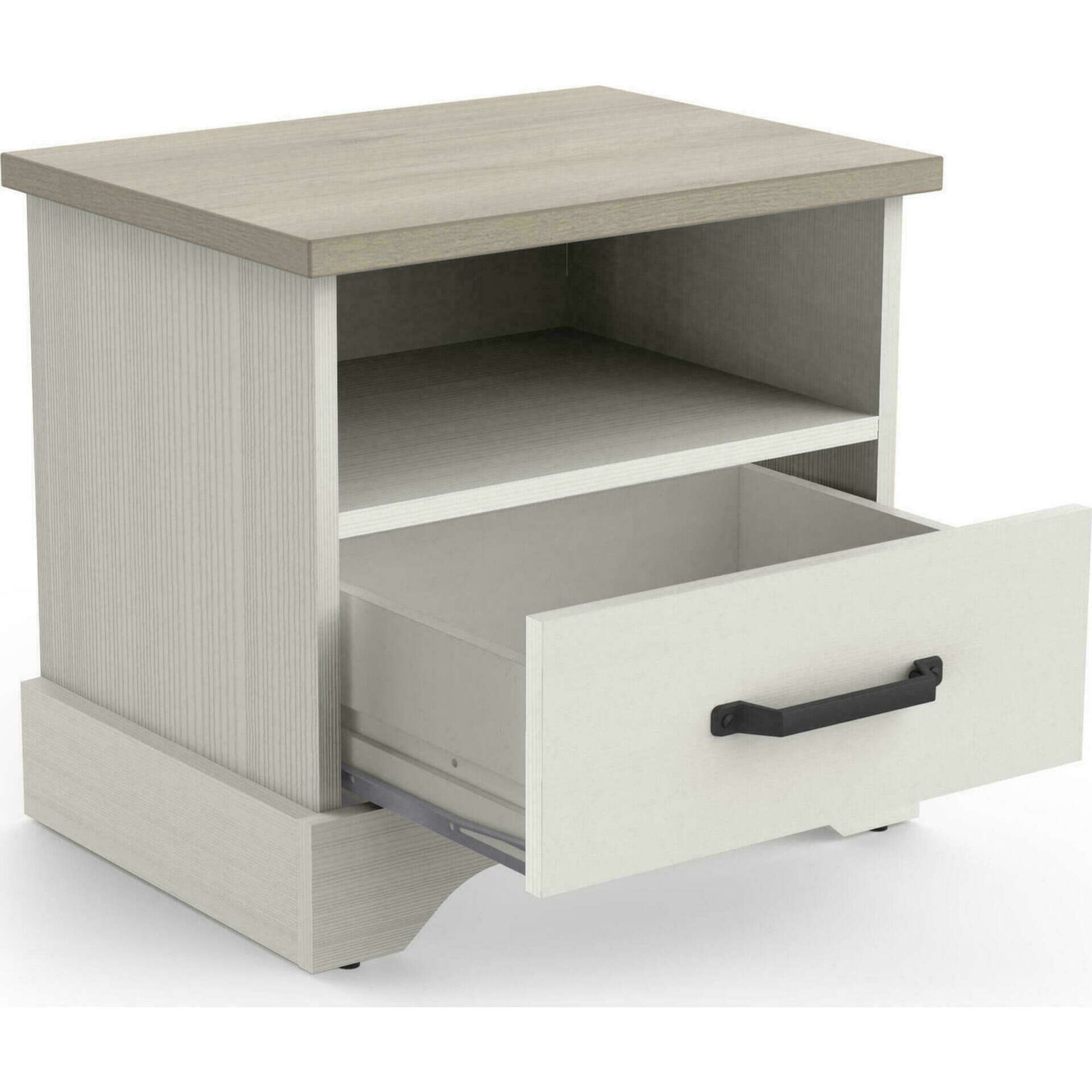 Mesa de Cabeceira 47x35x44cm Branca e Carvalho Cottage