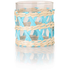 Copo com Wicker 300ml Azul Kasa
