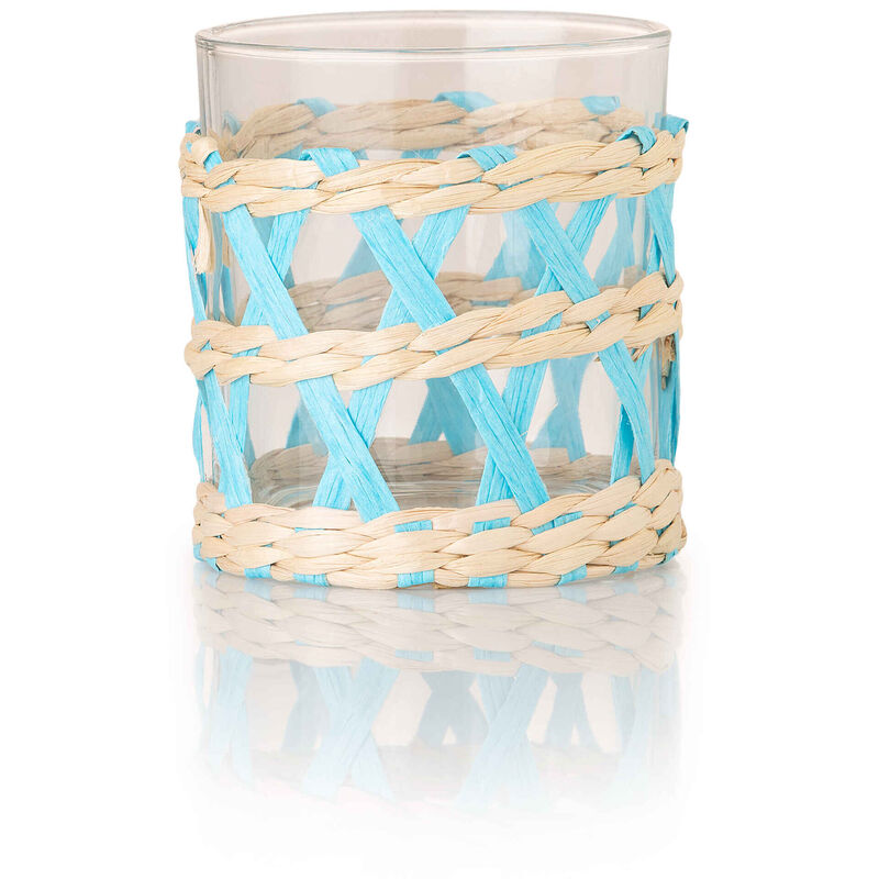 Copo com Wicker 300ml Azul Kasa