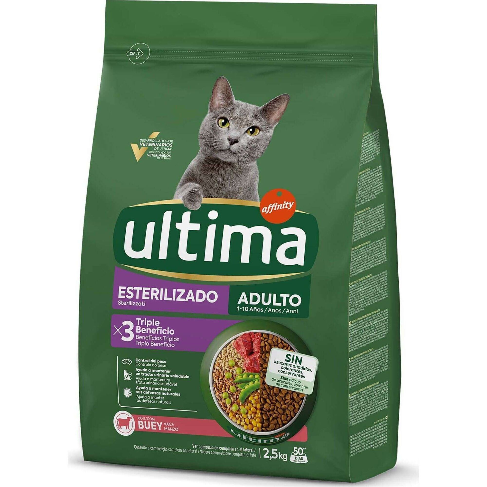 Ra&ccedil;&atilde;o para Gato Adulto Esterilizado Vaca Affinity Ultima