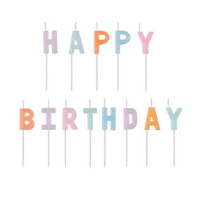 Conjunto Velas Happy Birthday Coloridas Pastel