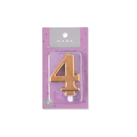 Vela N&ordm;4 8cm Dourado Kasa