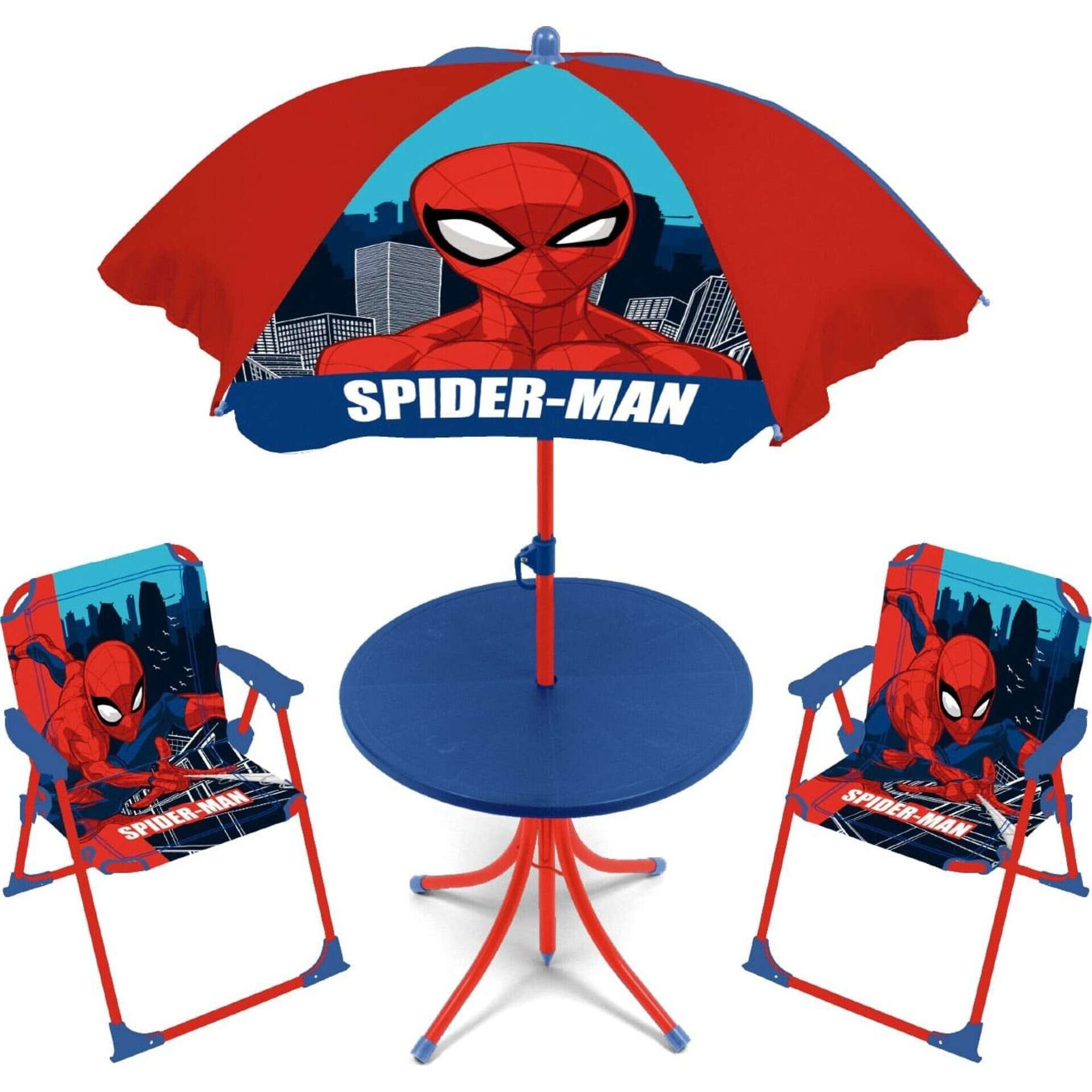 Conjunto de Mesa, 2 Cadeiras e Guarda-sol Spider-Man